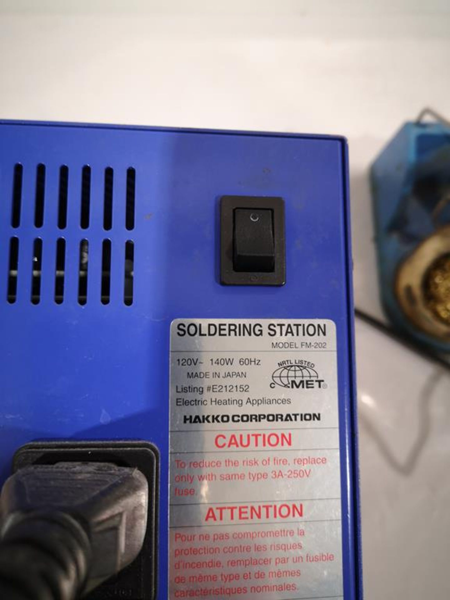 HAKKO, FM-202, HIGH OUTPUT, SOLDERING STATION, 110 VAC - Image 2 of 2