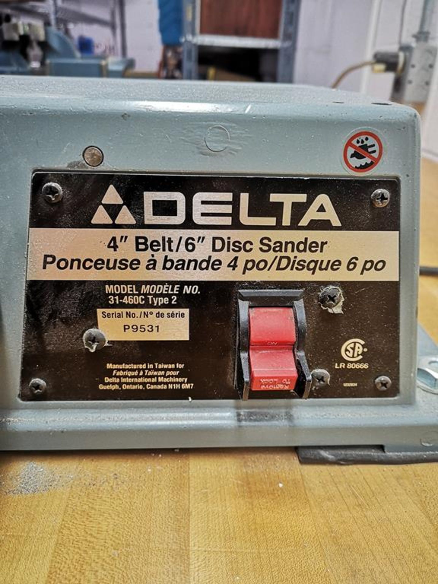 DELTA, 31-460C, TABLE TOP, COMBINATION SANDER, 4" BELT / 6" DISC SANDER, 110 VAC - Image 3 of 3