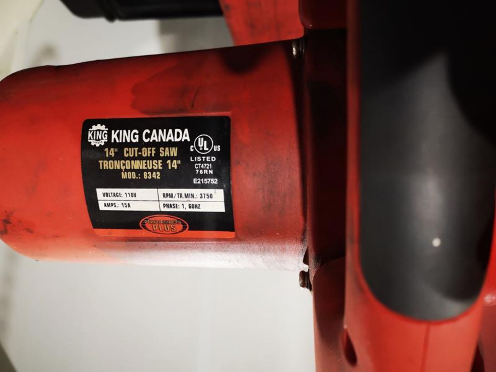 KING CANADA, 14" DIA. CUT OFF SAW, 110 VAC 15 AMP - Image 2 of 2