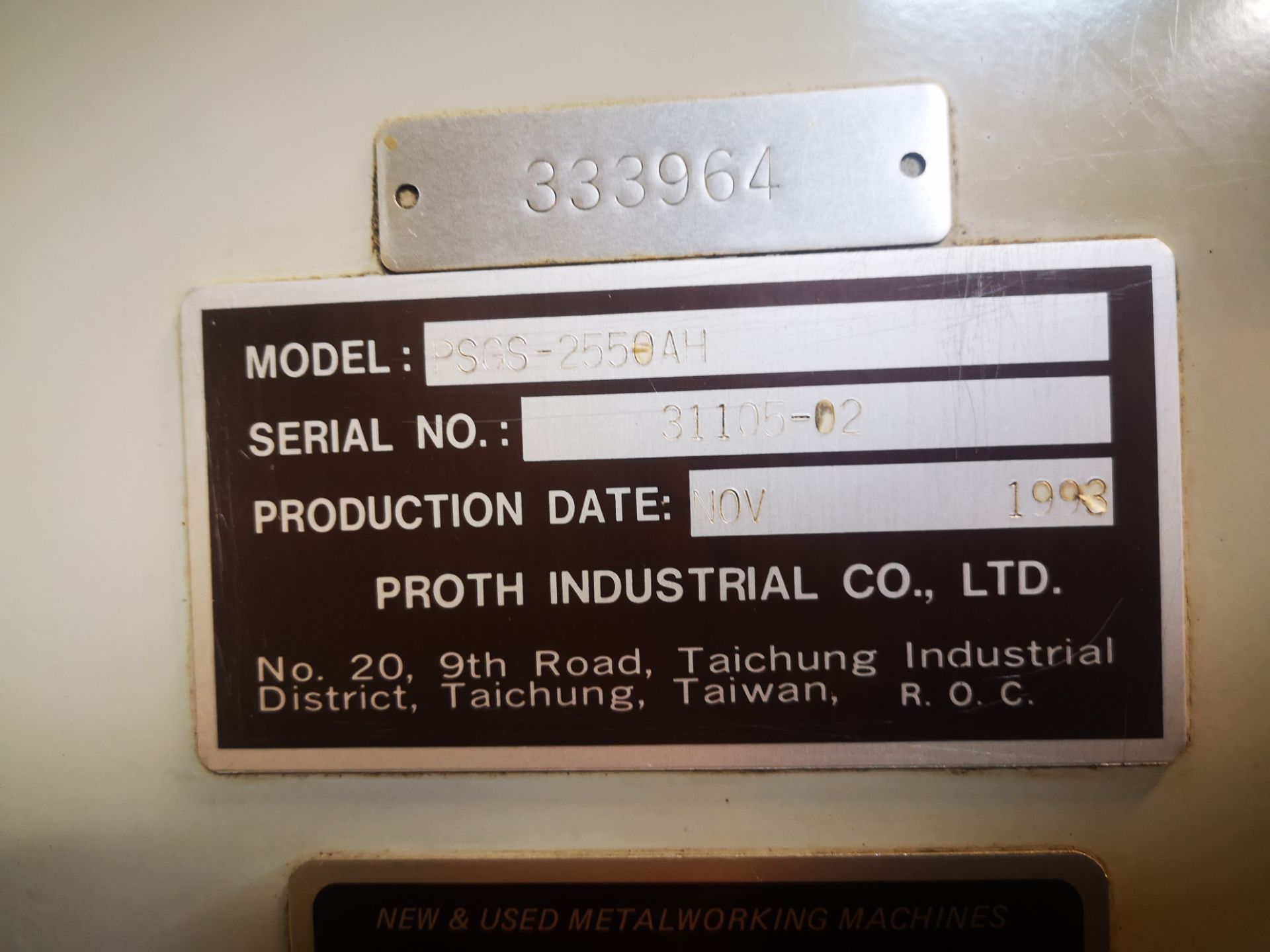 PROTH, PSGS-250AH, SEMI-AUTOMATIC, HYDRAULIC SURFACE GRINDER, 20" X 10 ELECTRO-MAGNETIC CHUCK, 14" - Image 7 of 7