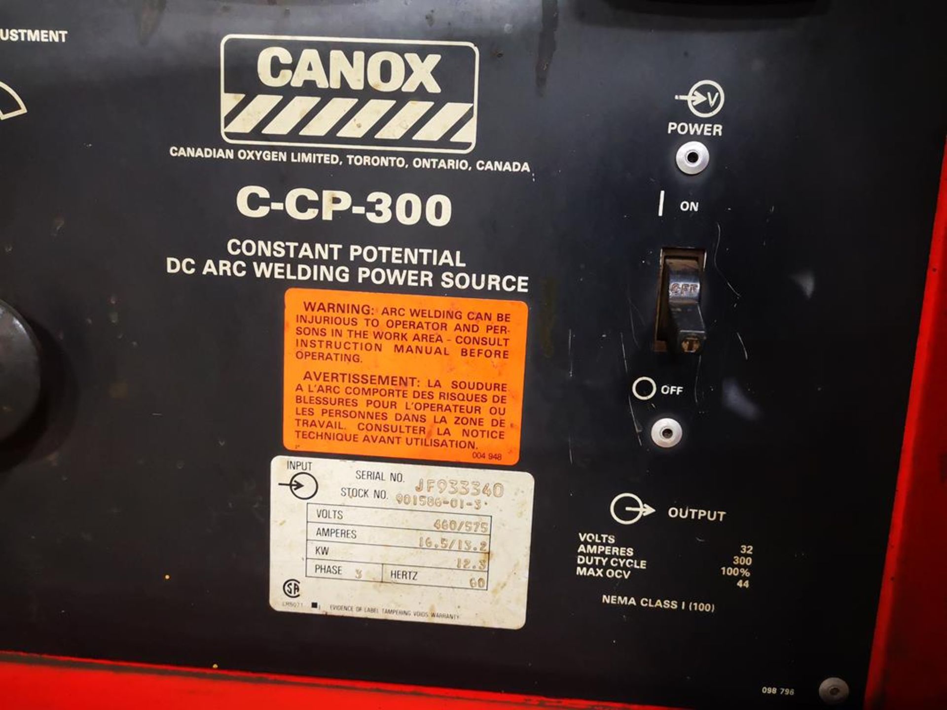 CANOX, C-CP-300, 300 AMP, MIG WELDER, CONSTANT POTENTIAL DC ARC WELDING POWER SOURCE, MIGMATIC, C- - Image 4 of 4