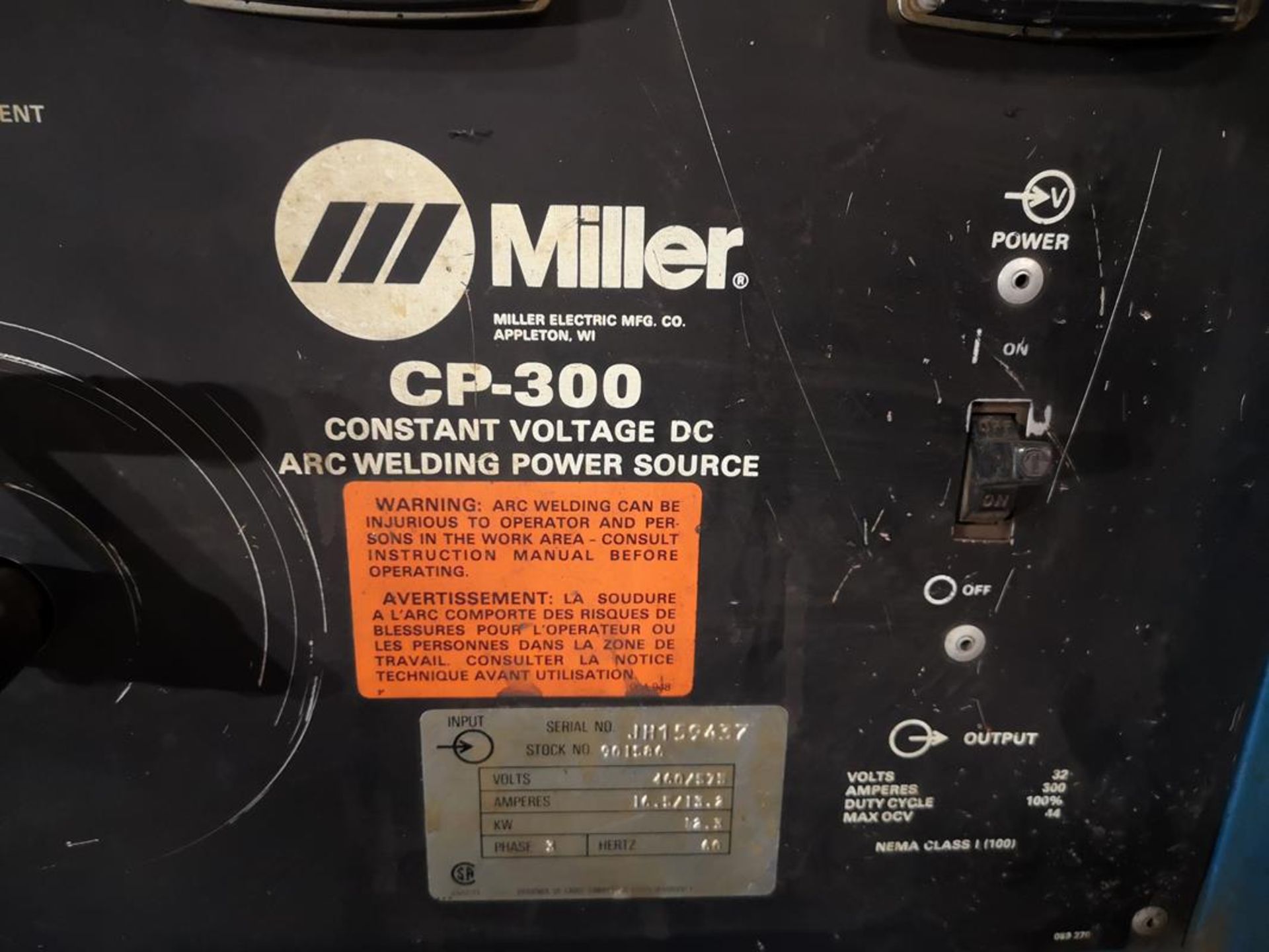 MILLER, CP300, 300AMP, MIG WELDER, CONSTANT VOLTAGE DC ARC WELDING POWER SOURCE, MILLER MATIC S-52E, - Image 5 of 5