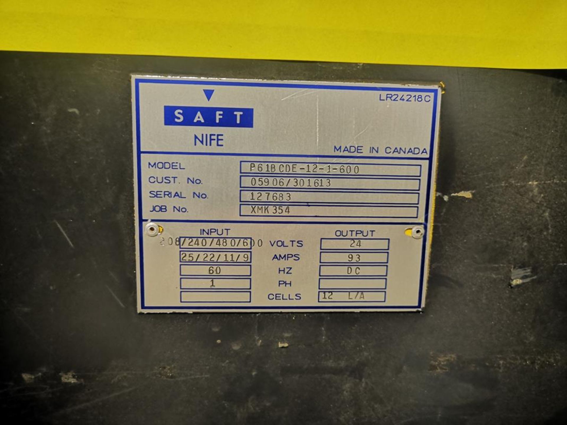 EXIDE, 666 PLUS, P61B CDE-12-1-600, FORKLIFT BATTERY CHARGER, 24 VDC 93 AMP 12 CELL 600 AH, 208/ - Image 2 of 2