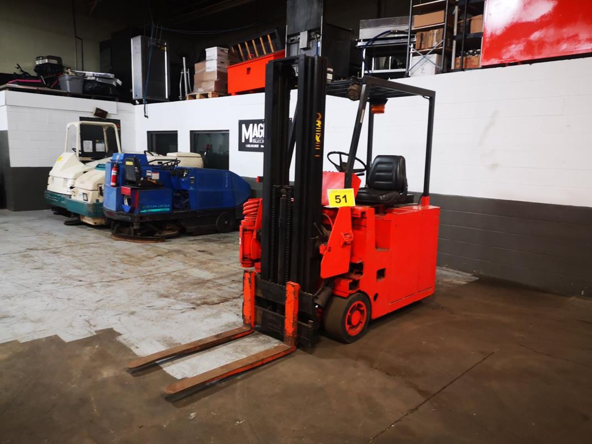 DREXEL, SLT-22, 2200 LBS., BATTERY POWERED REACH TRUCK, 90 DEG SIDE LOAD MAST, 3 STAGE MAST, 205 "