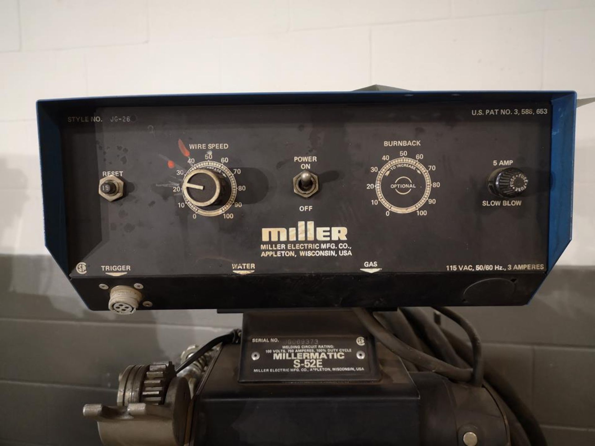 MILLER, CP300, 300AMP, MIG WELDER, CONSTANT VOLTAGE DC ARC WELDING POWER SOURCE, MILLER MATIC S-52E, - Image 4 of 5