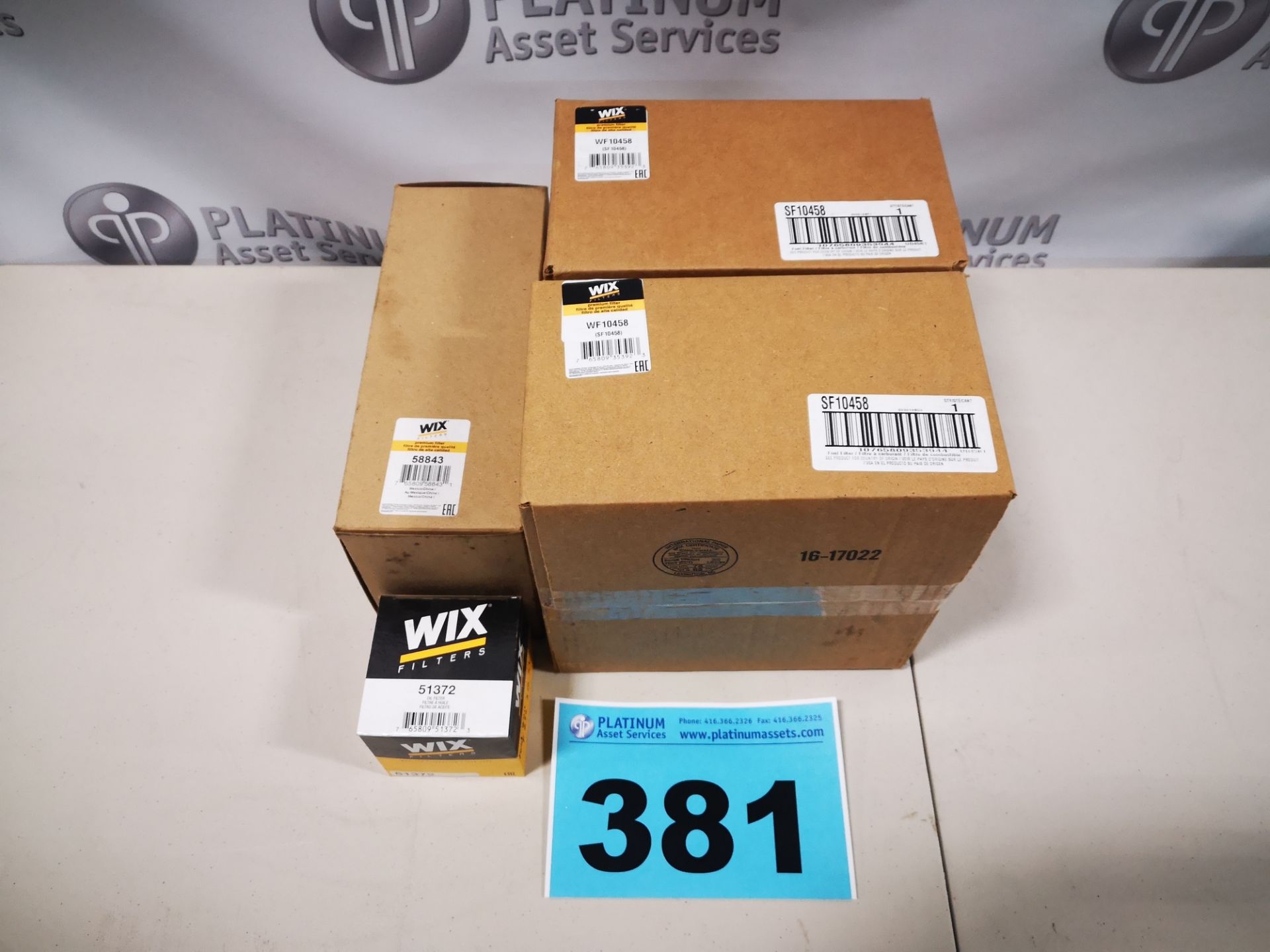 (2) WIX, WF10458, FUEL FILTERS, WIX, 58843, TRANSMISSION FILTER KIT AND WIX, 51372, OIL FILTER (