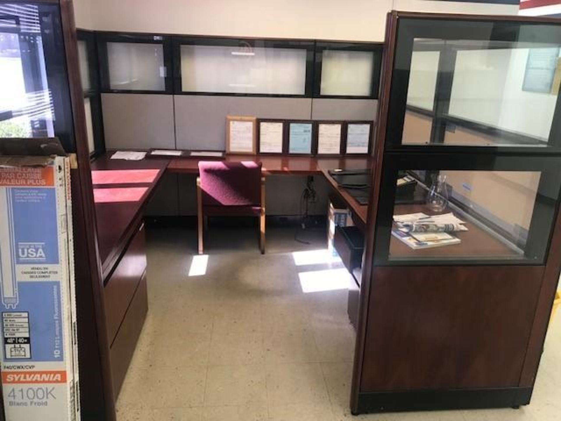 LOT: Contents of Reception Area consisting of Modular Office Furniture & (2) Plastic Racks (