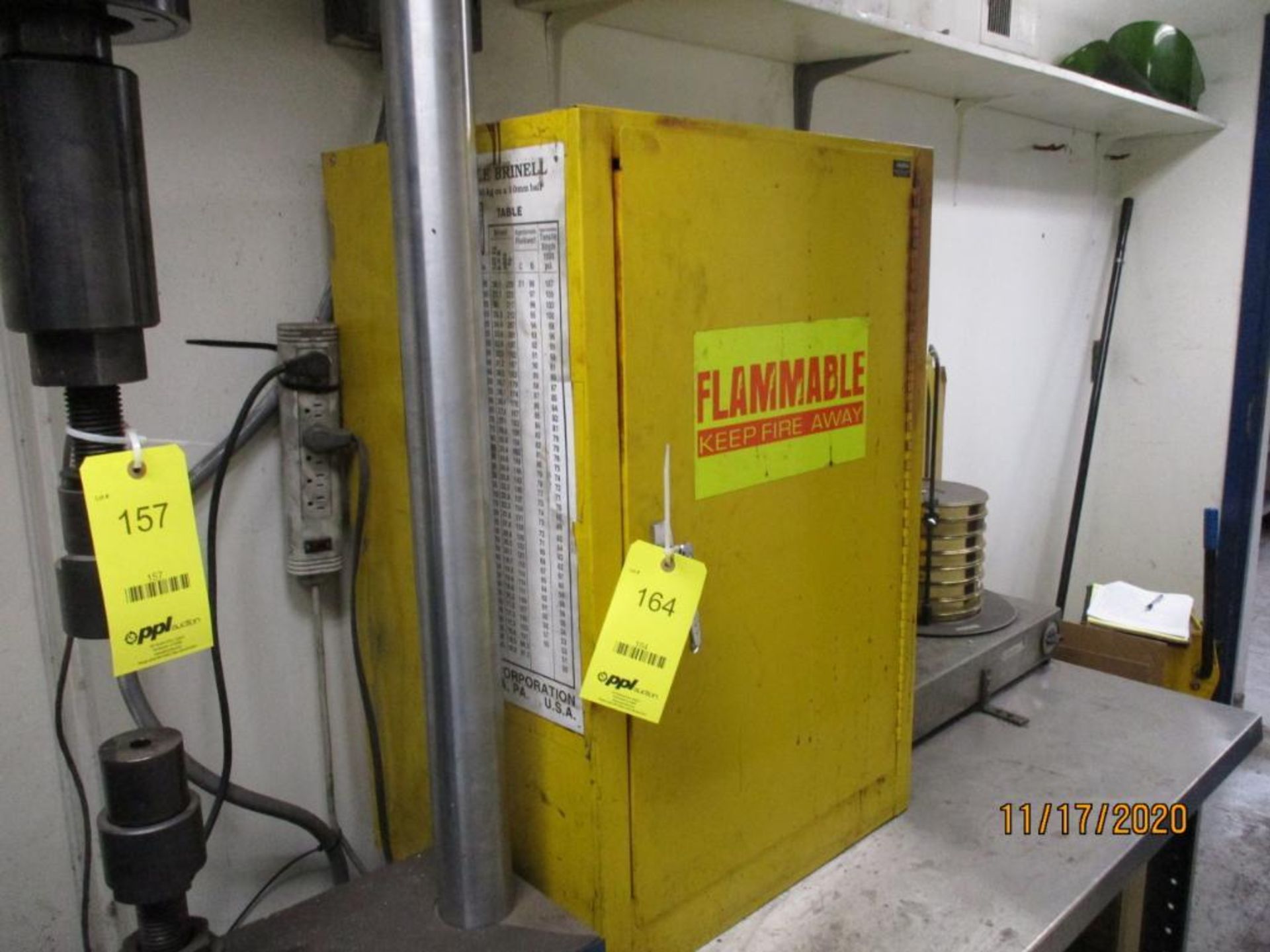 LOT: Global Single-Door Bench Type Flammable Storage Cabinet, with Contents (LOCATED IN