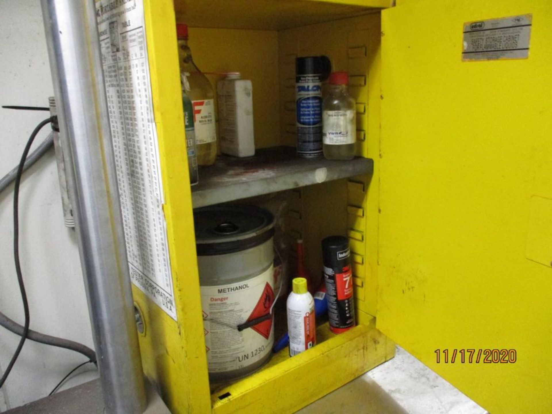 LOT: Global Single-Door Bench Type Flammable Storage Cabinet, with Contents (LOCATED IN - Image 2 of 2