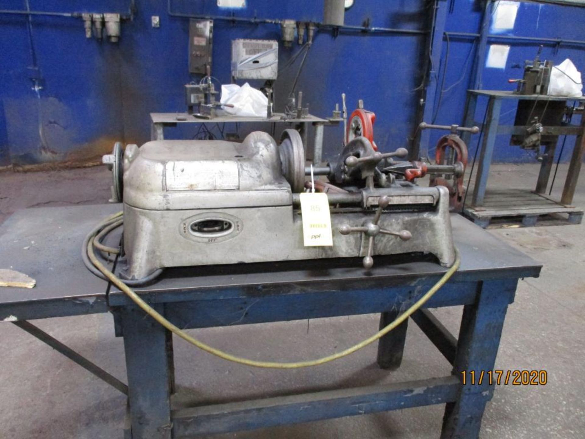 Ridgid Power Chuck Model 535, with Vise, Cut-off, Threading, Reaming, Accessories (LOCATED IN