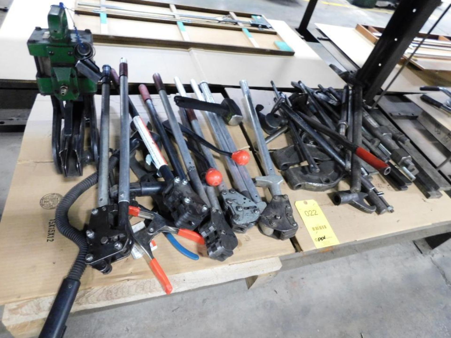 LOT: Assorted Crimpers, Pneumatic Stapler, Assorted Tools