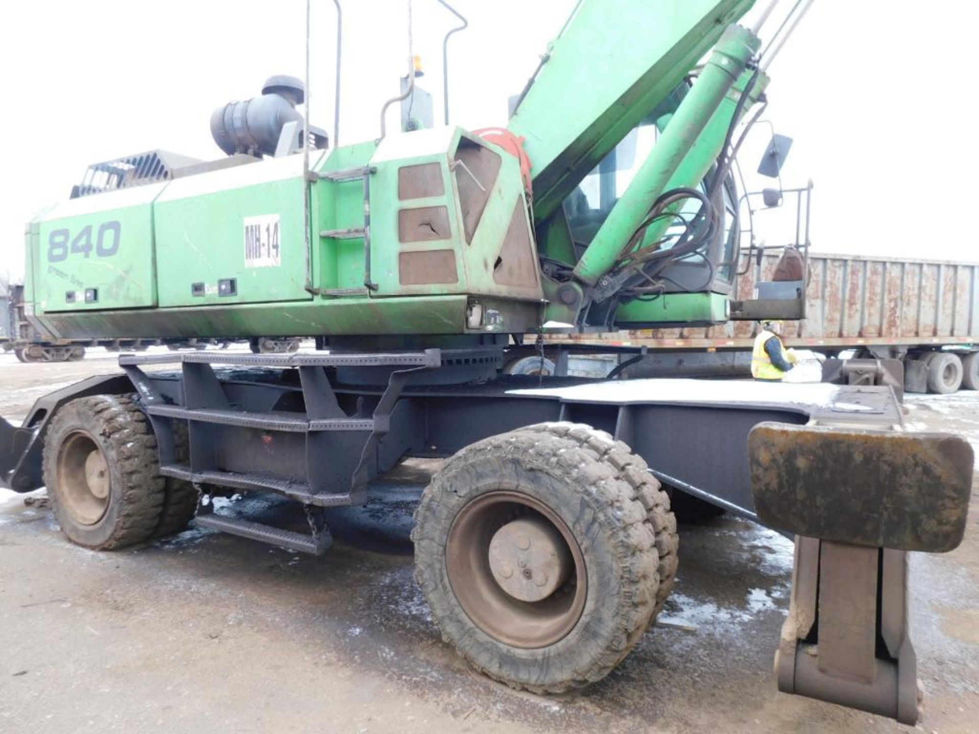 2008 Sennebogen Elevating Cab Solid Tire Material Handler Model 840M, S/N 840.0.188