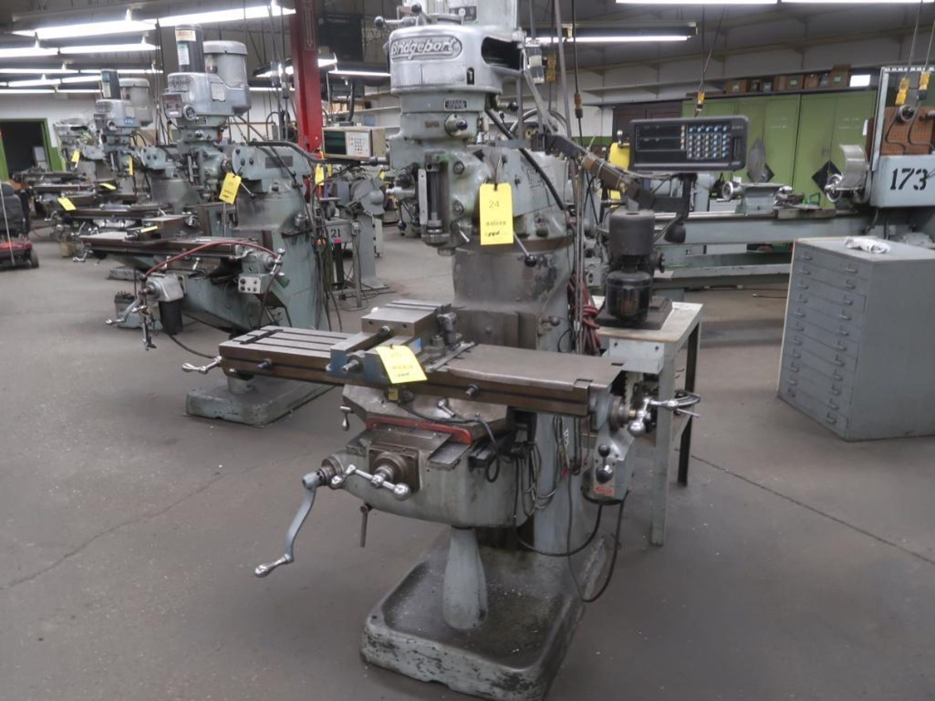 Bridgeport Vertical Mill, S/N 86240, 9 in. x 42 in. Work Table, DRO (#116), LOCATION: TOOL ROOM