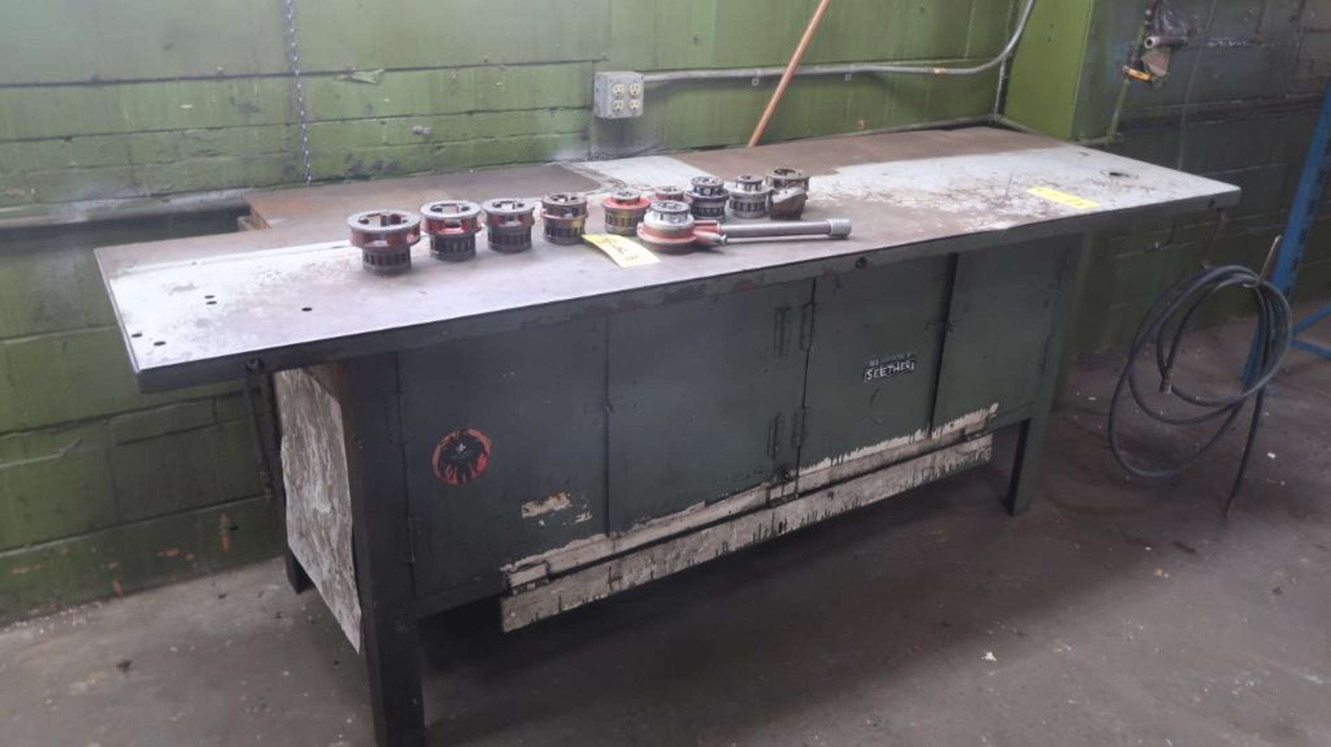 LOT: (2) Assorted Steel Work Tables, LOCATION: OUTSIDE MAINTENANCE OFFICE