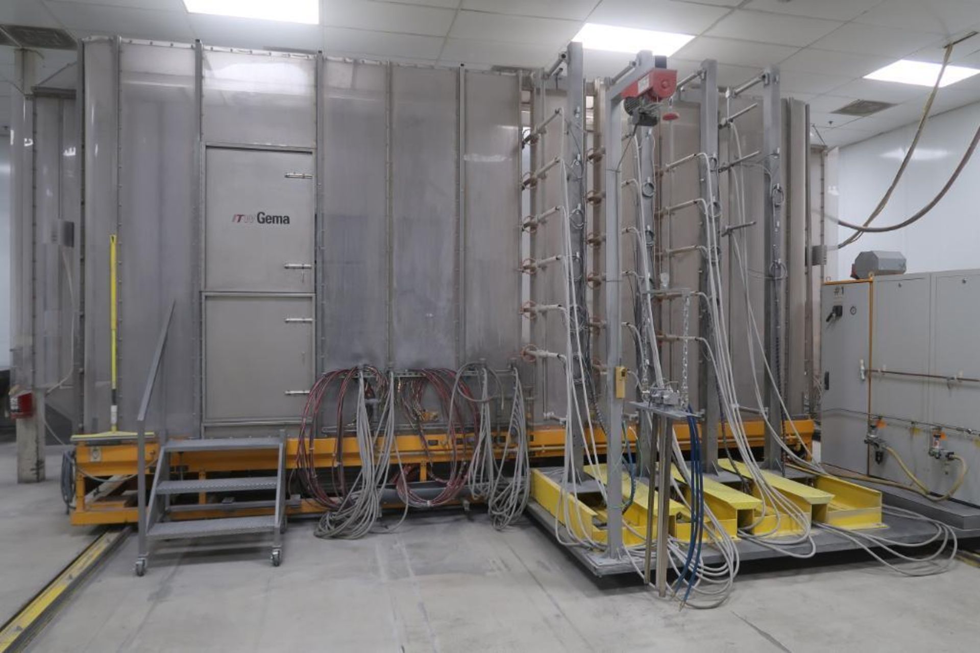 LOT: (2) Monorail Spray Booths Powered Roll-On Roll-Off with 25-Powder Coat Power Reciprocating Guns - Image 3 of 17