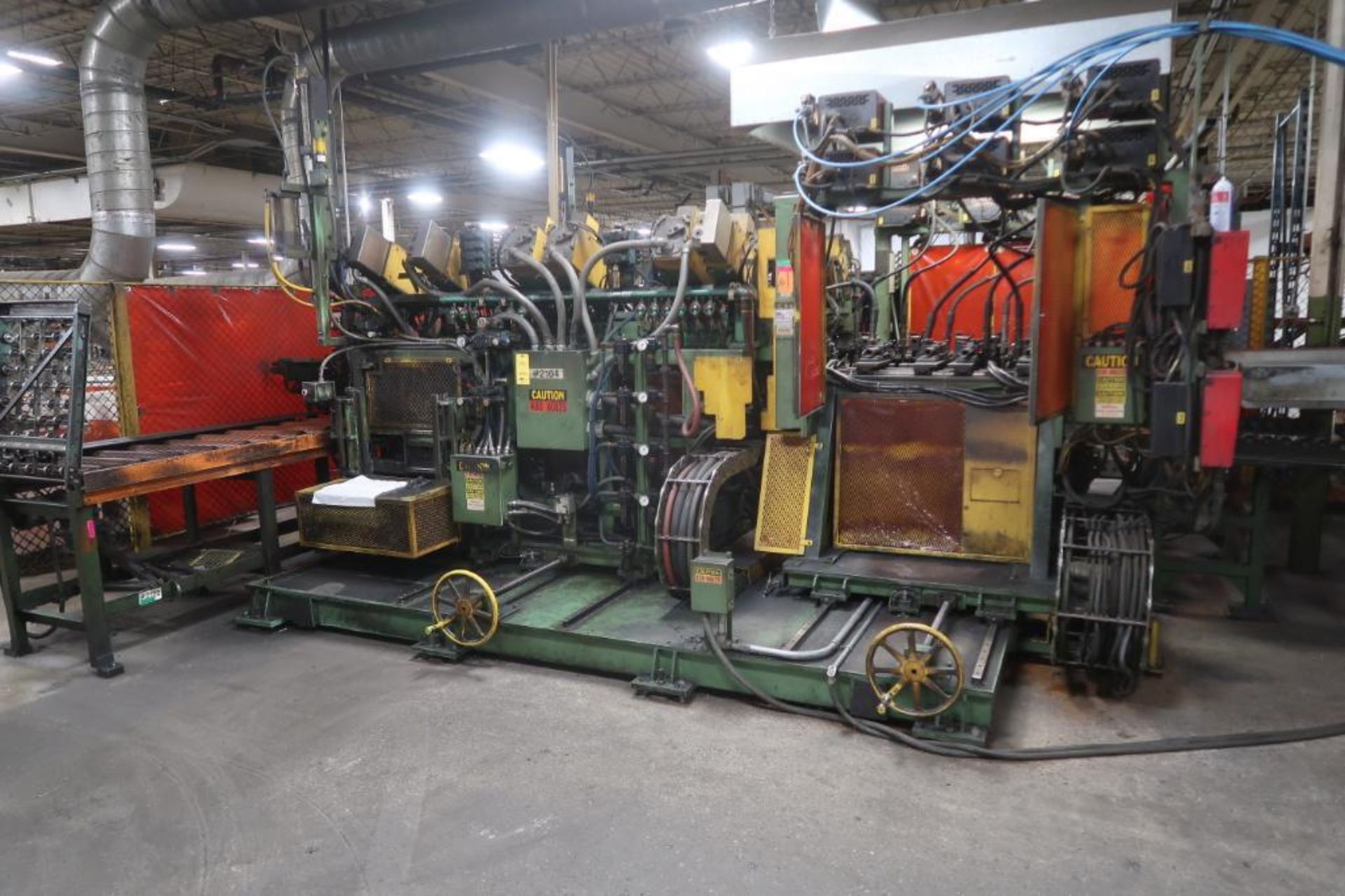 LOT: Multi-Head Feed-Thru Heavy Duty Gang Spot Welder with Conveyors, Fume Extractor, Hood,