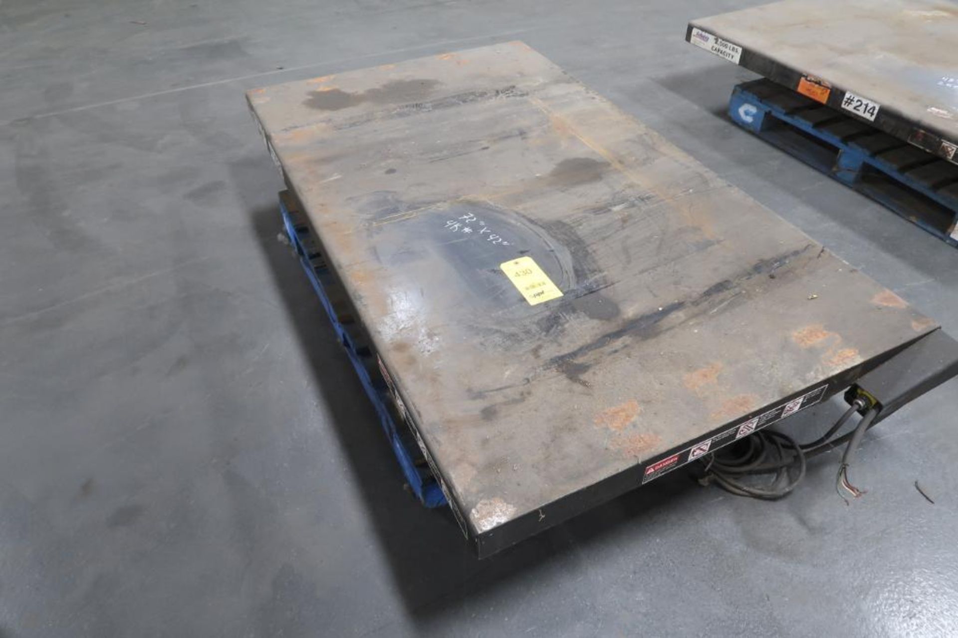 AutoQuip 42 in. x 72 in., 4000 lb. Electric Lift Table, LOCATION: MAIN PRESS FLOOR
