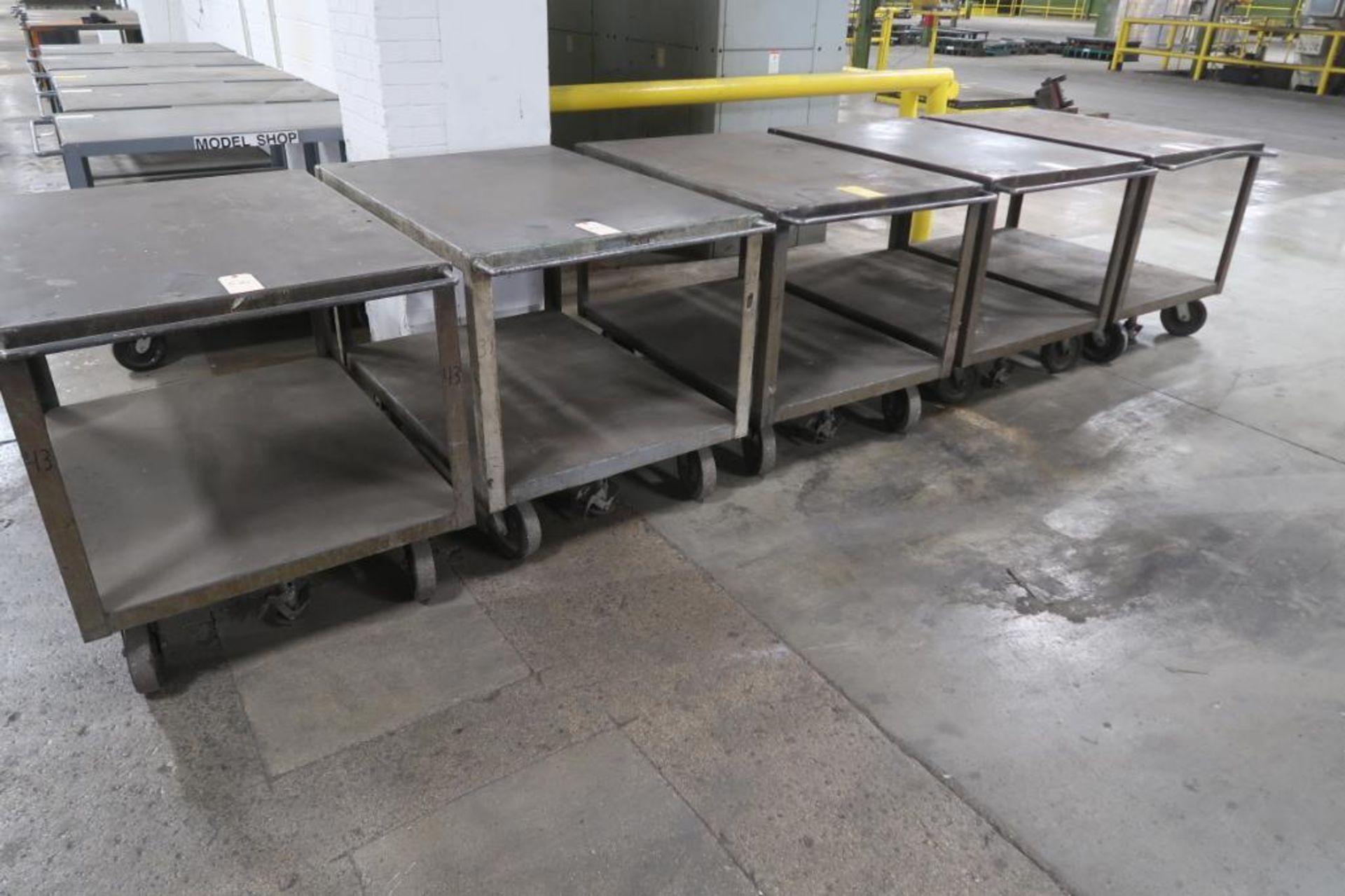 LOT: (5) 34 in. x 48 in. Steel Carts, with Brake, LOCATION: MAIN PRESS FLOOR