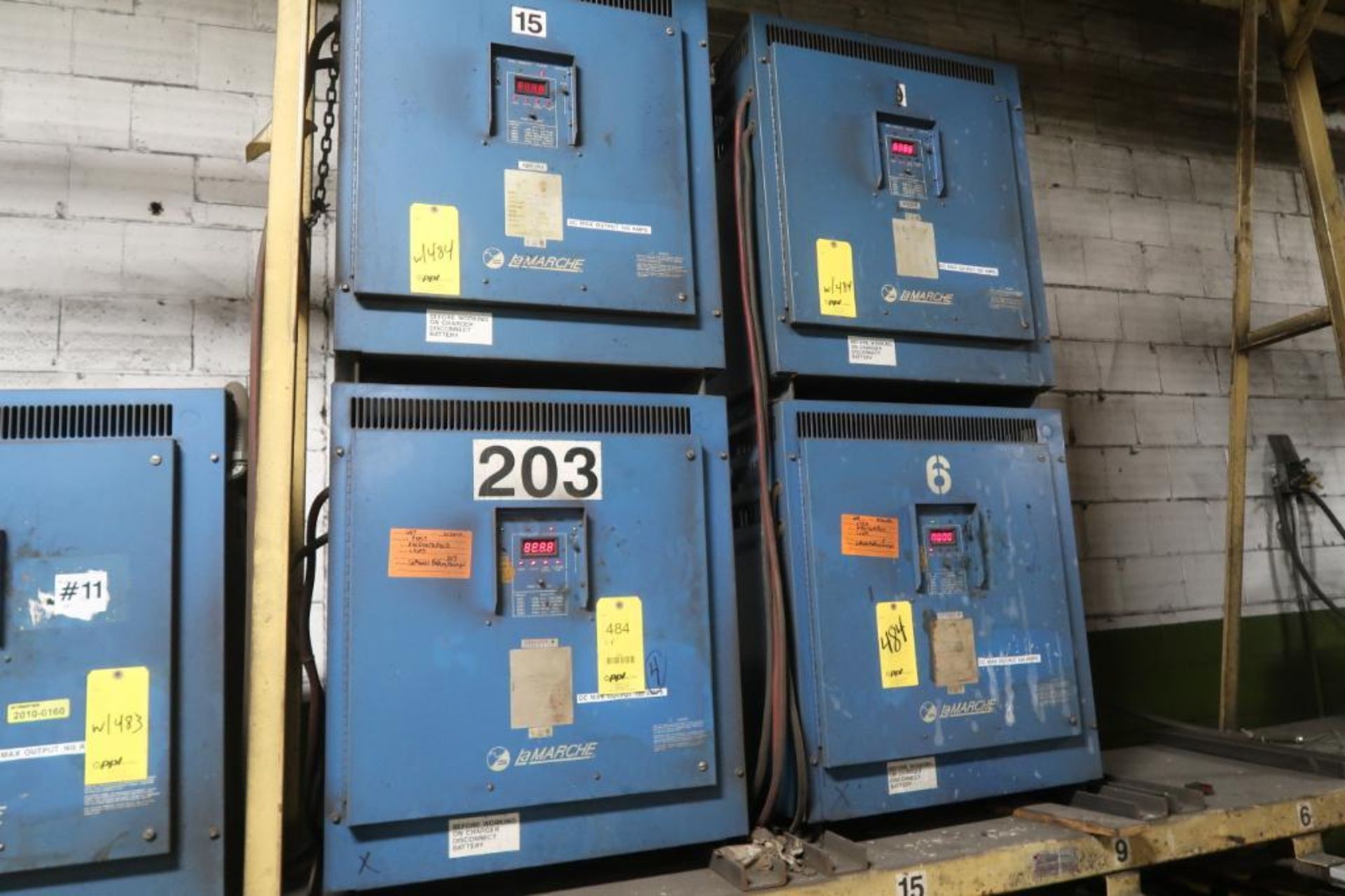 LOT: (4) Assorted Battery Chargers, LOCATION: MAIN PRESS FLOOR