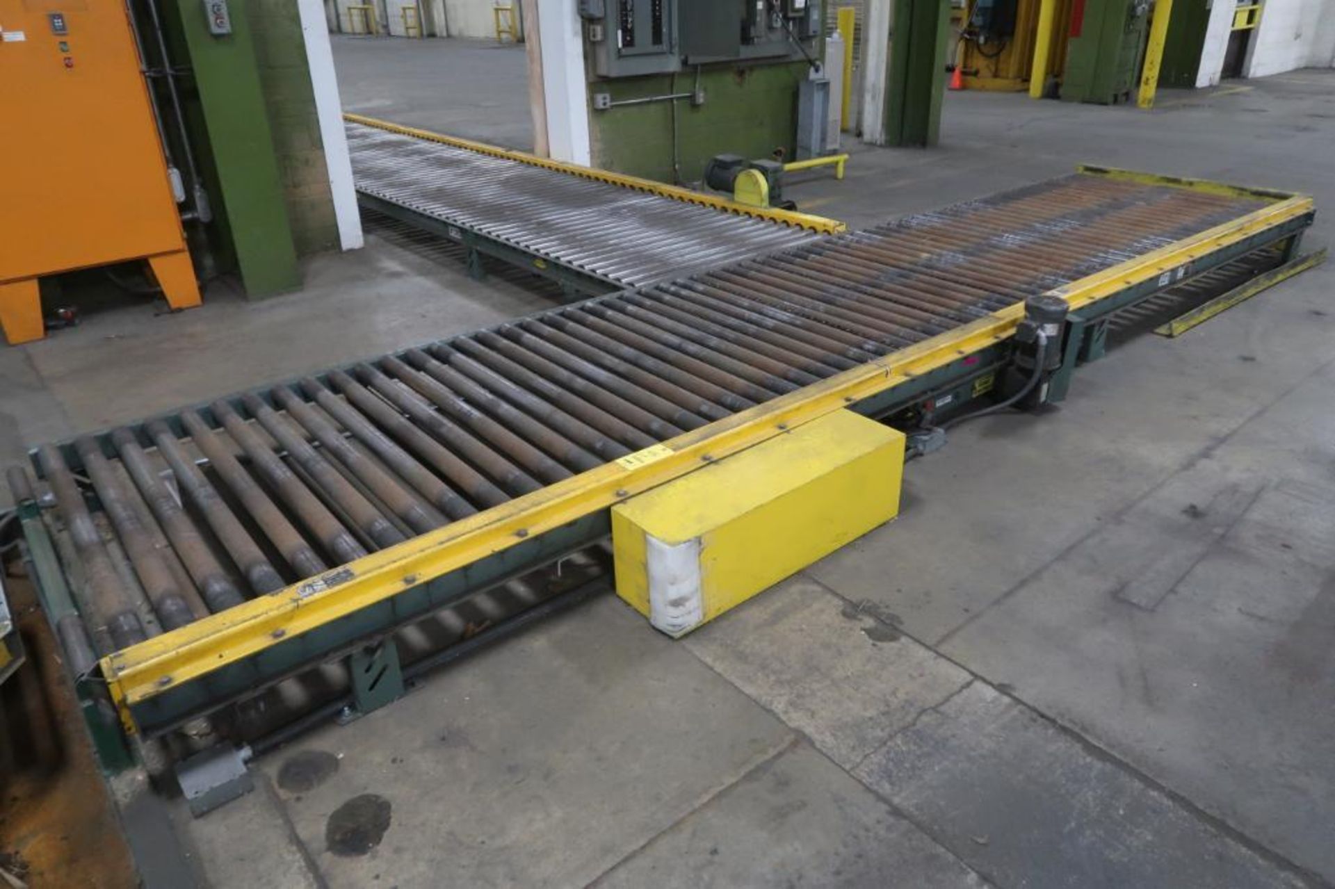 LOT: (1) Hytrol 52 in. x 21 ft. Power Roller Conveyor, (1) Hytrol 52 in. x 25 ft. Power Roller