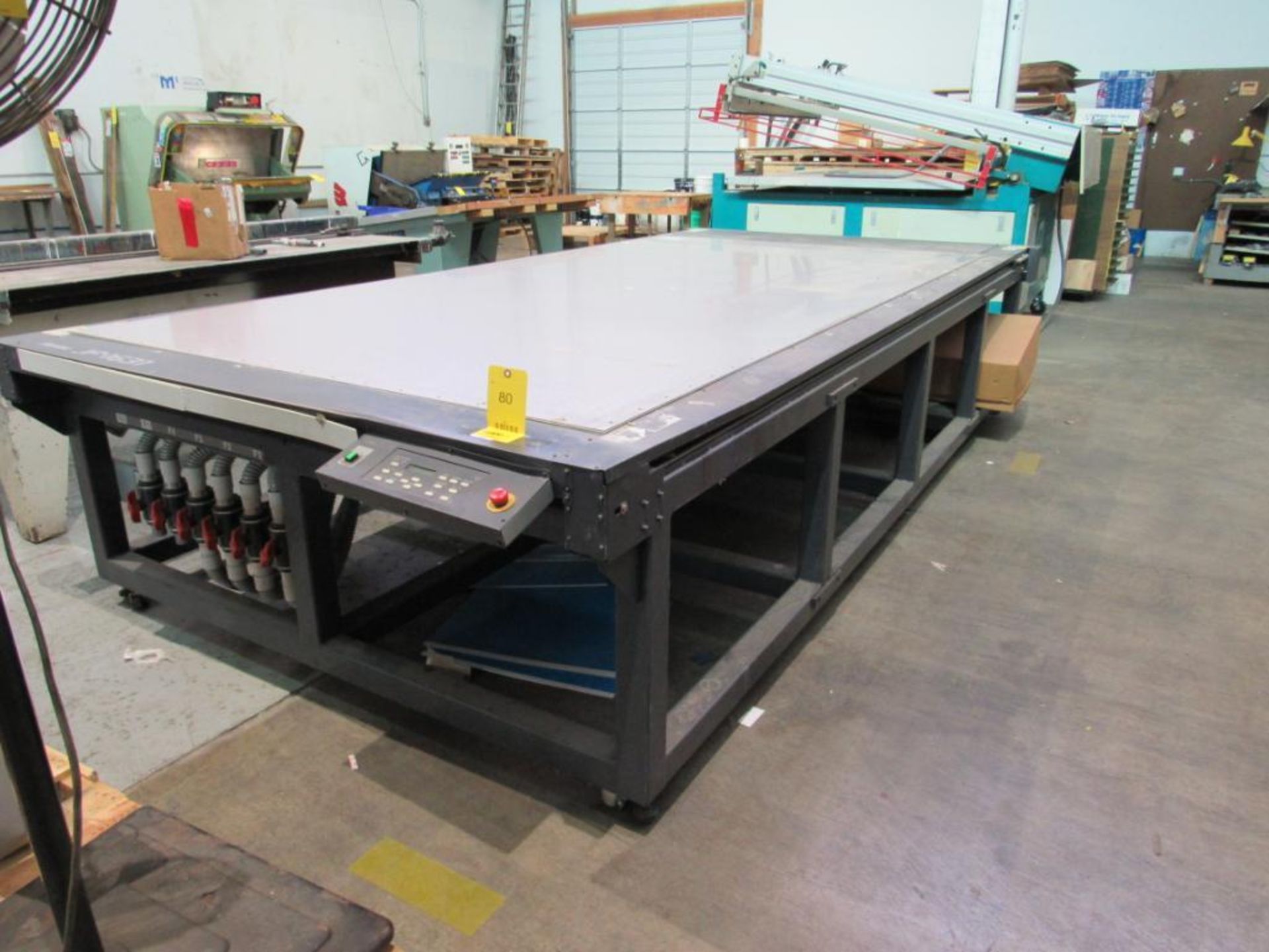 Mimaki Vacuum Table, Model JF1631, 75 in. x 156 in. approx. Table Dimensions, 66 in. x 126 in.