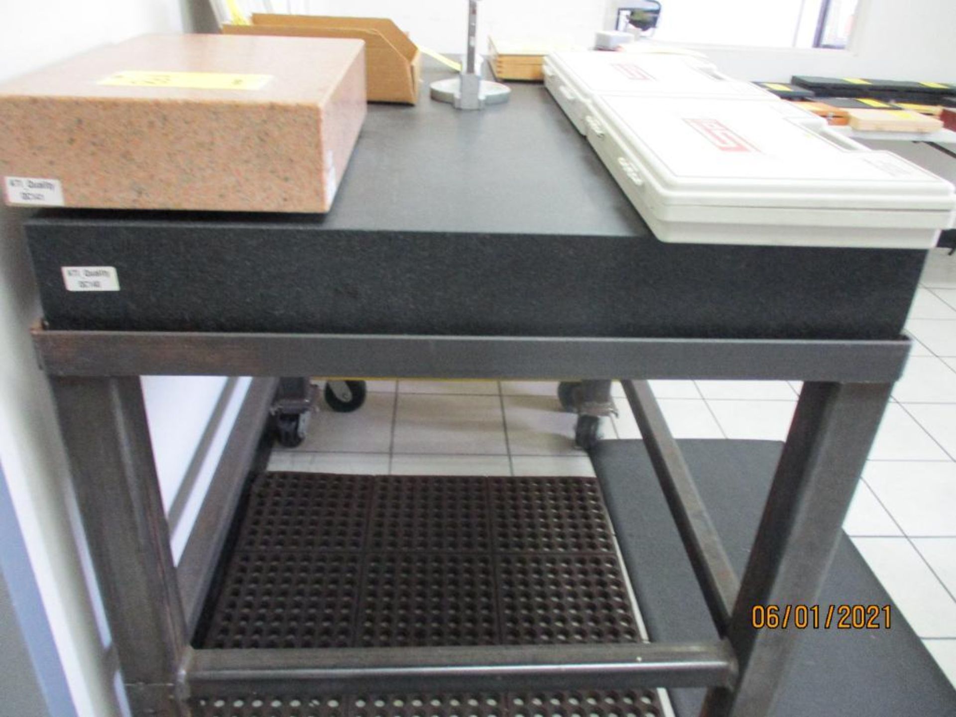 Surface Granite Plate Mounted on Steel Rolling Cart, 36 in. x 48 in. x 6 in. thick, Last Certified - Image 3 of 3