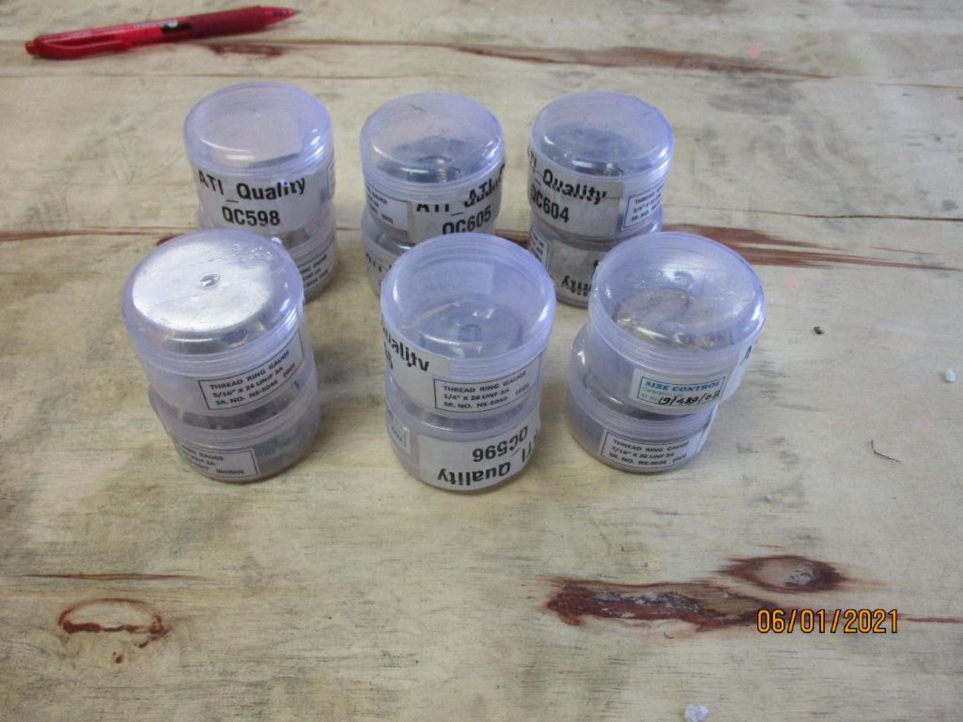 LOT: GO/NOGO Thread Ring Gages, (1) 5/16 in. - 24 UNJF-3A, (1) 1/4 in. - 28 UNF-3A, (2) 3/4 in. - 16