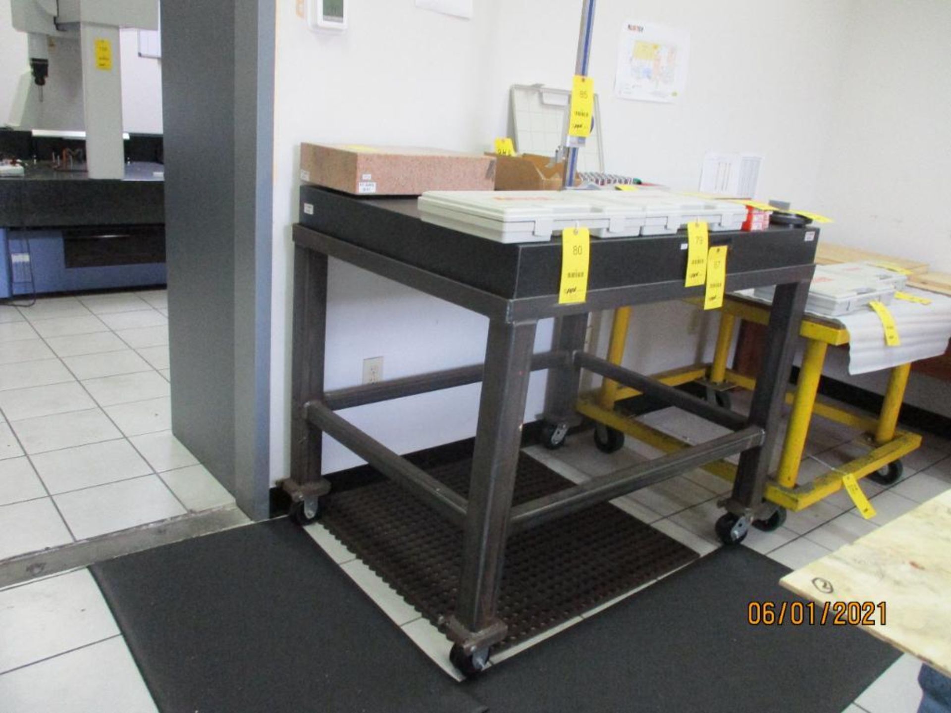 Surface Granite Plate Mounted on Steel Rolling Cart, 36 in. x 48 in. x 6 in. thick, Last Certified - Image 2 of 3