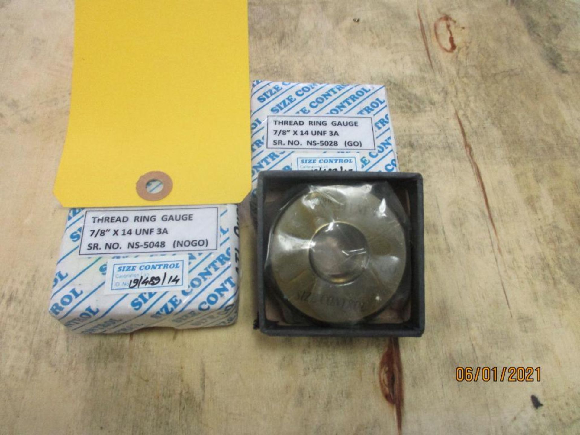 Set of GO/NOGO Thread Ring Gages, 7/8 in. -14 UNF-3A (All inspection eq. is like New and Mostly