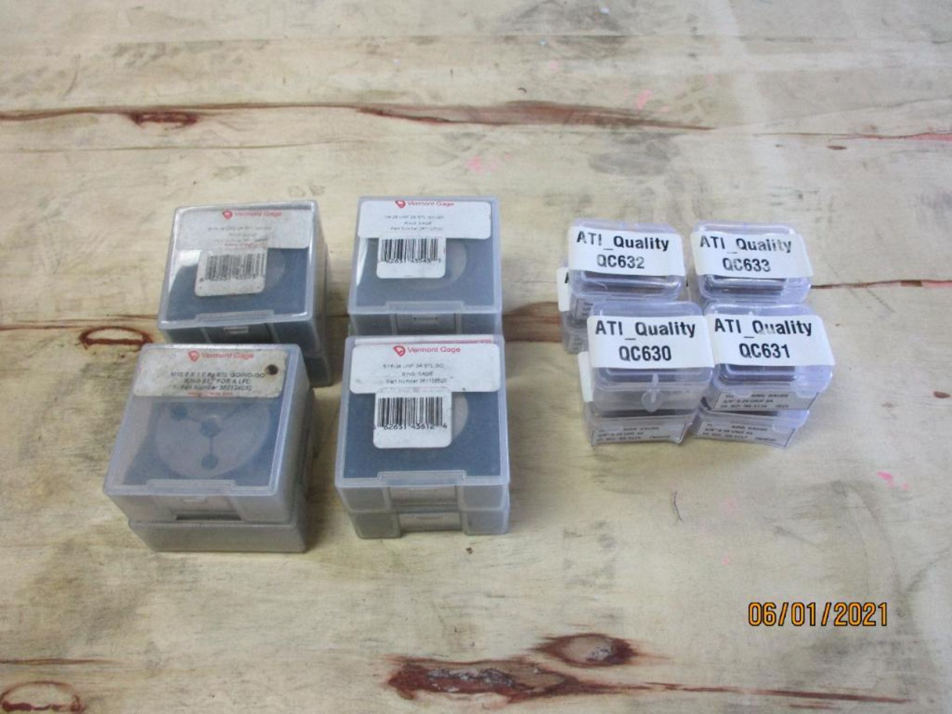 LOT: GO/NOGO Thread Ring Gages, (2) 3/8 in. - 24 UNF-3A, (1) 9/16 in. - 18 UNJF-3A, (1) 1/2 in. - 20