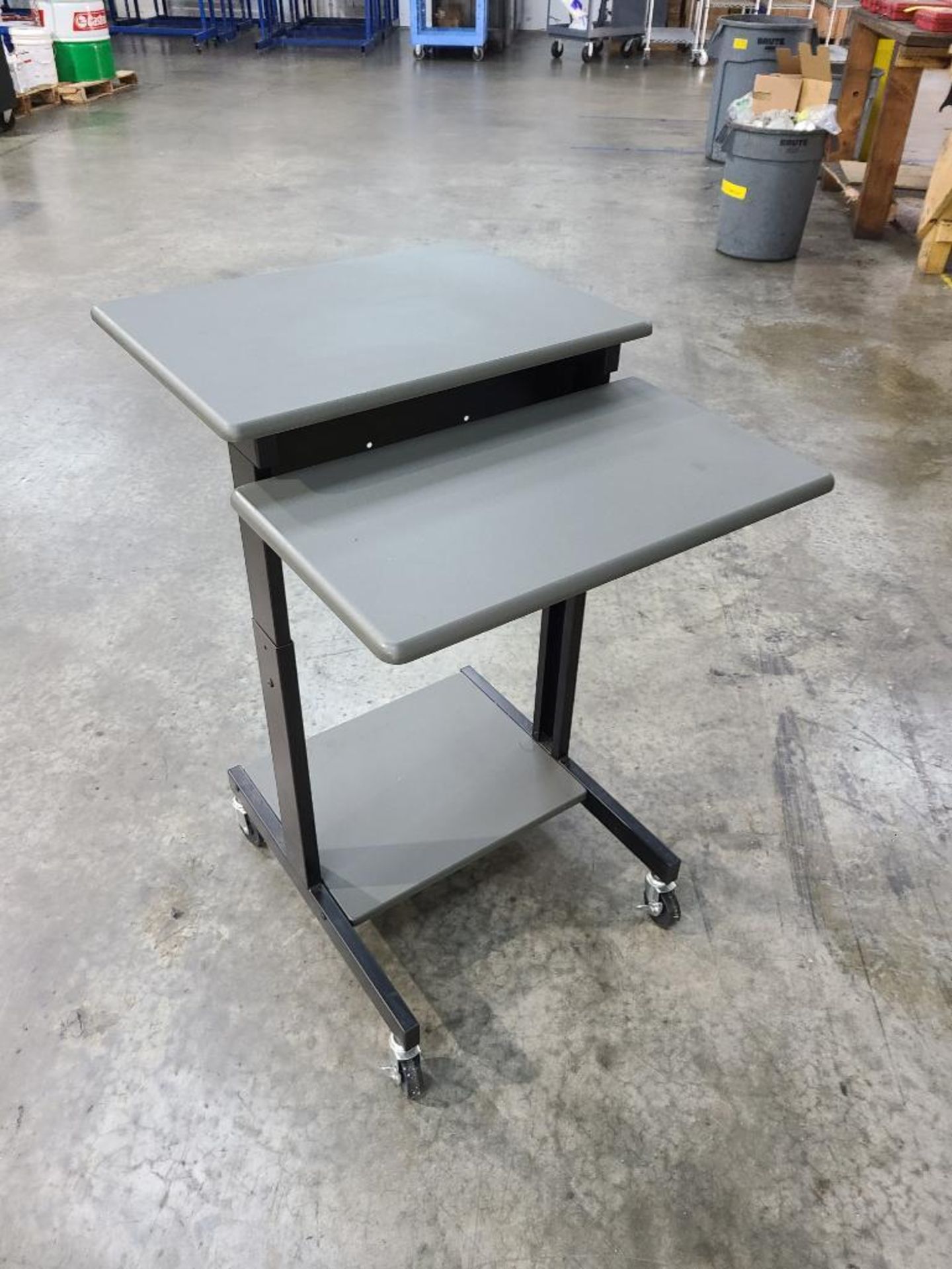 LOT: Steel Fabricated Foreman's Desk, Bi-Level Desk on Casters - Image 3 of 3