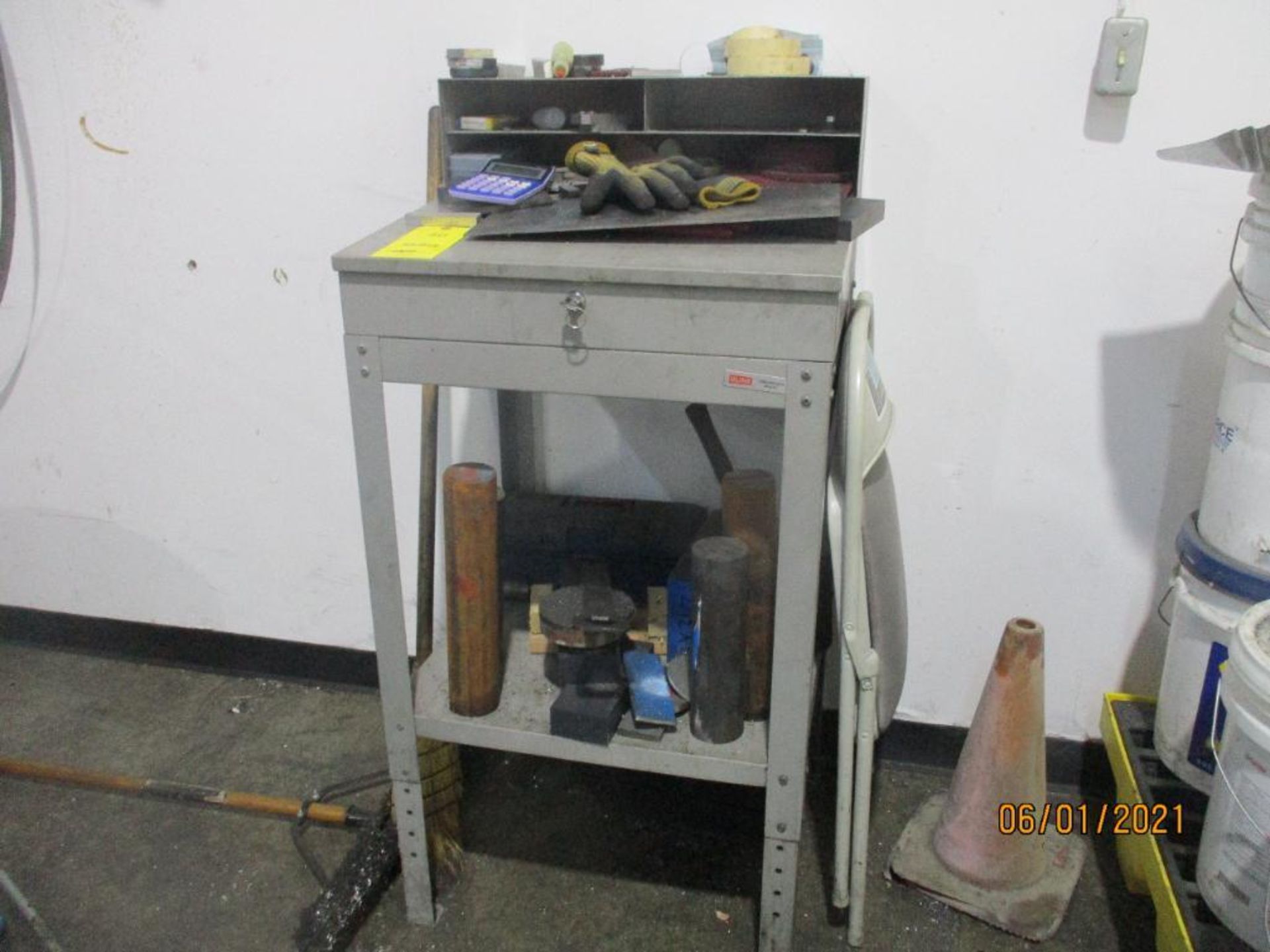 LOT: Steel Fabricated Foreman's Desk, Bi-Level Desk on Casters