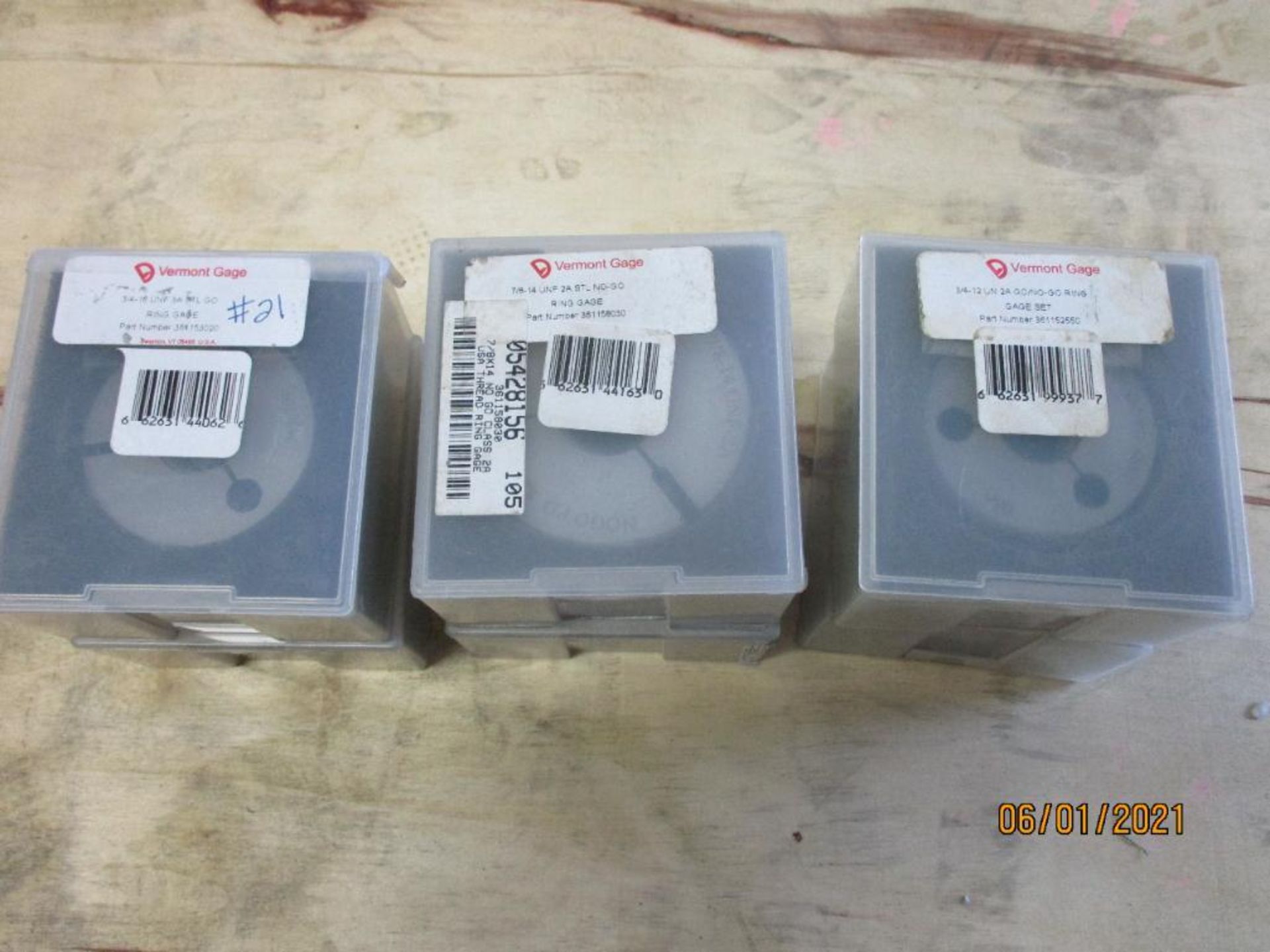 LOT: GO/NOGO Thread Ring Gages, (1) 3/4 in. - 16 UNF STL, (1) 7/8 in. - 14 UNF-2A STL, (1) 3/4 in. - - Image 2 of 2