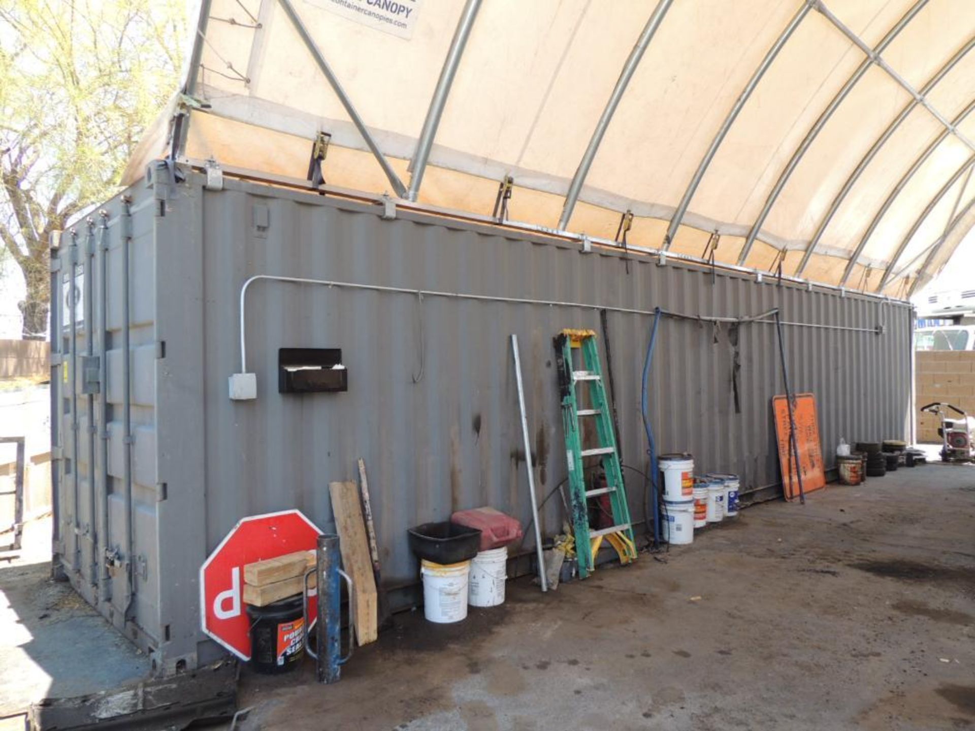 LOT: Container Canopy 40 ft. x 40 ft., w/(1) 40 ft. & (2) 20 ft. Containers, Includes Contents in - Image 2 of 3