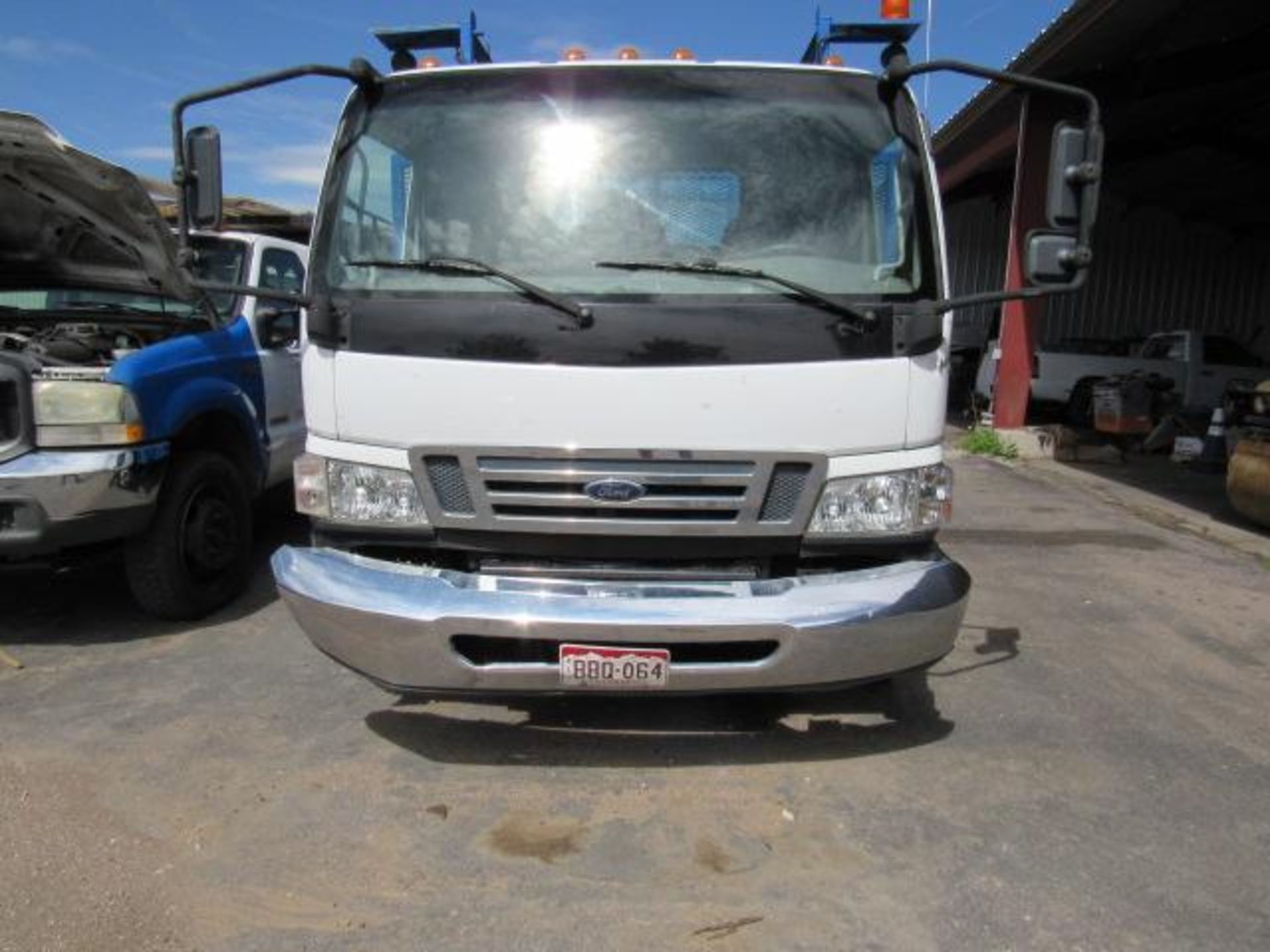 2008 Ford LCF Traffic Control Flatbed Truck, VIN # 3FRLL45Z48V684978, 14 ft. Traffic Control/