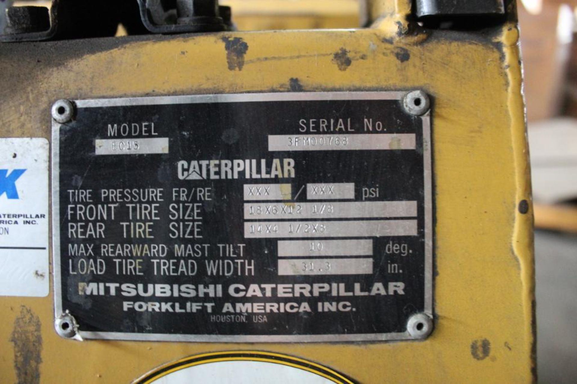 Caterpillar Electric Forklift Model 8015, Side Shifter, 3000 lb. Capacity, Dual Mast 130 in. - Image 5 of 5