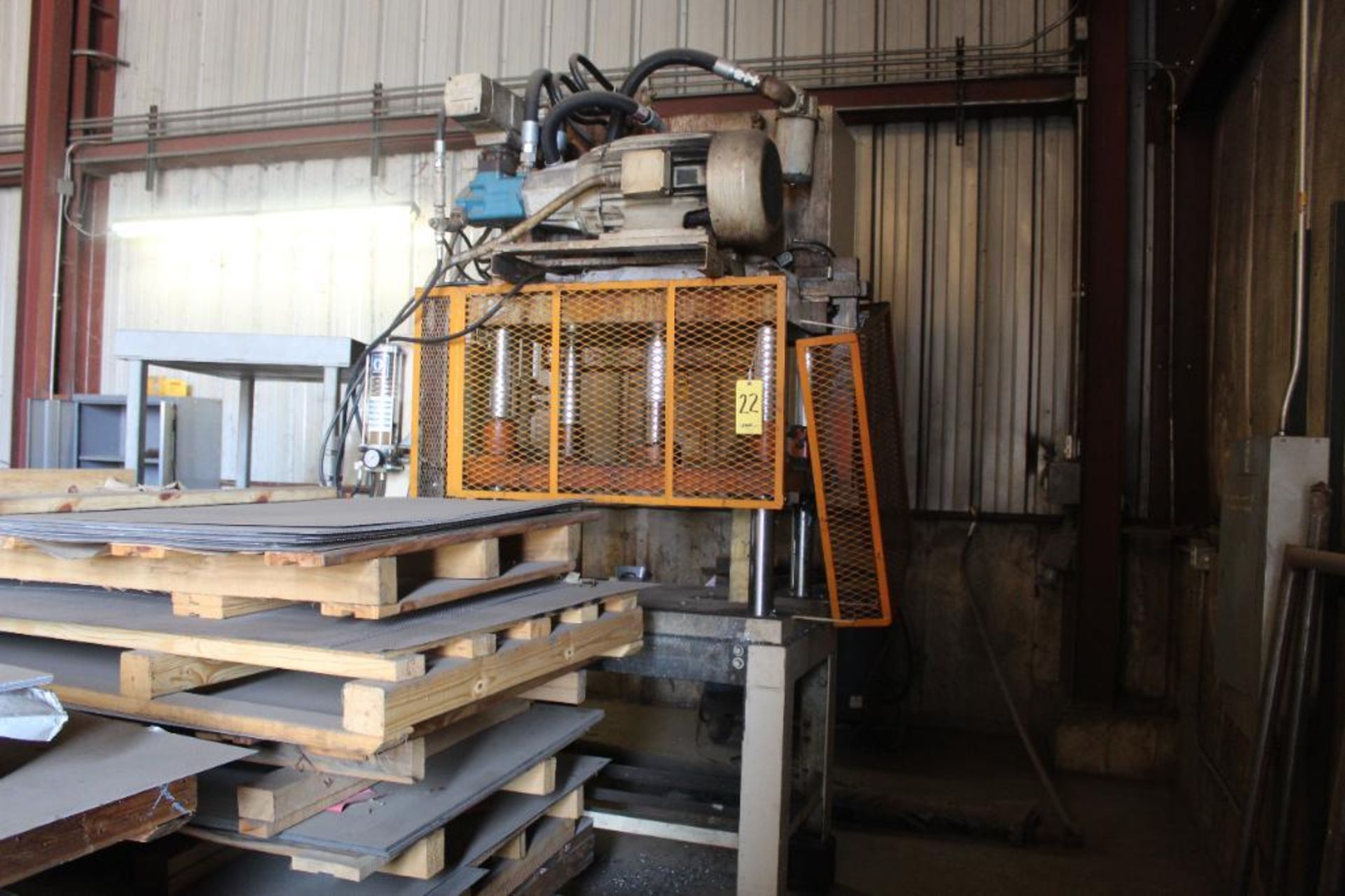 Hydraulic Trim Press, 43 in. x 29 in. Table. (Located at 900 Oak Street, Dekalb, IL 60115)