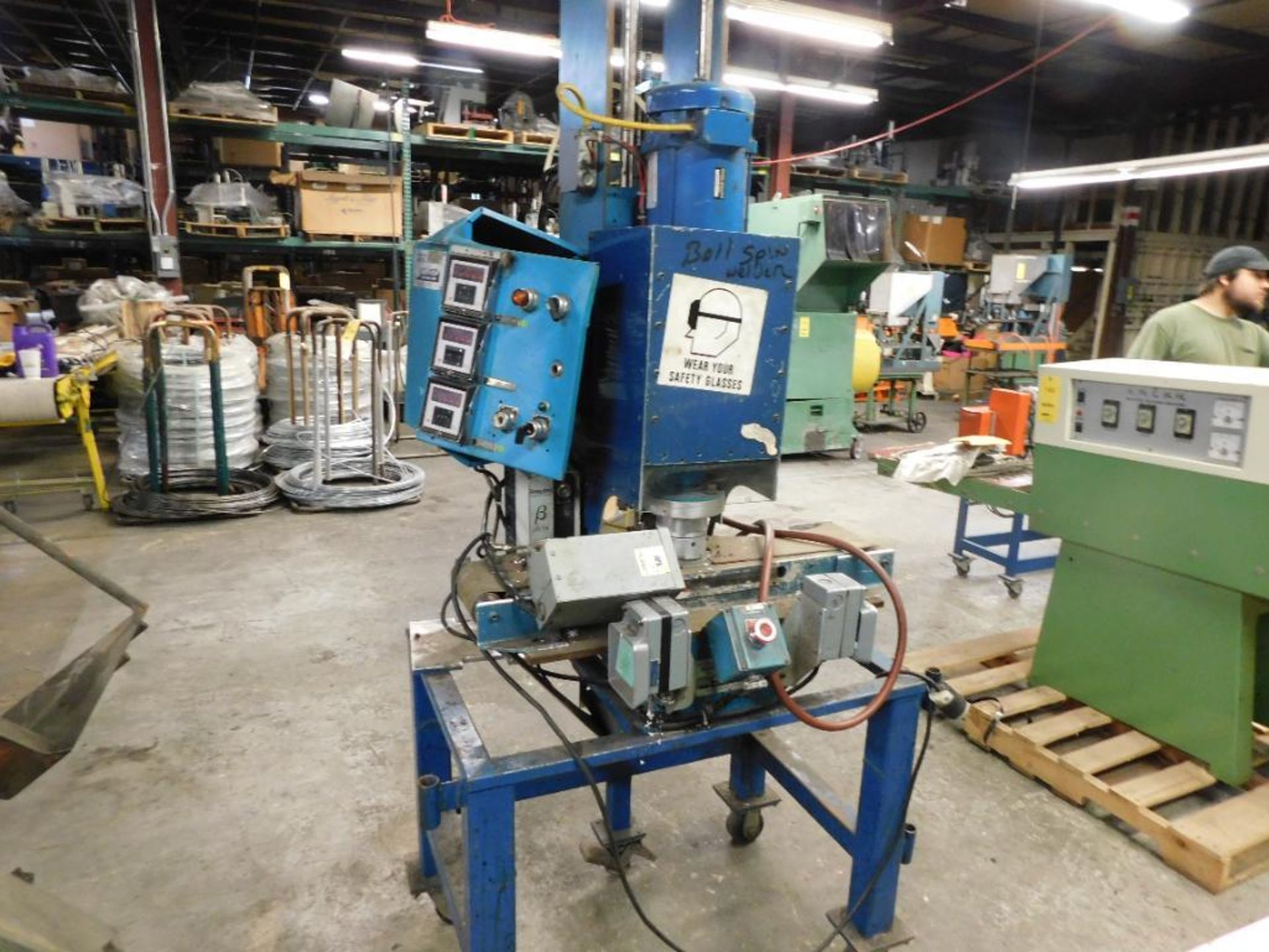 Custom Engineered Ball Spin Welder, on Rolling Steel Stand (was dropped) (LOCATION: 520 DRESDEN ST.,