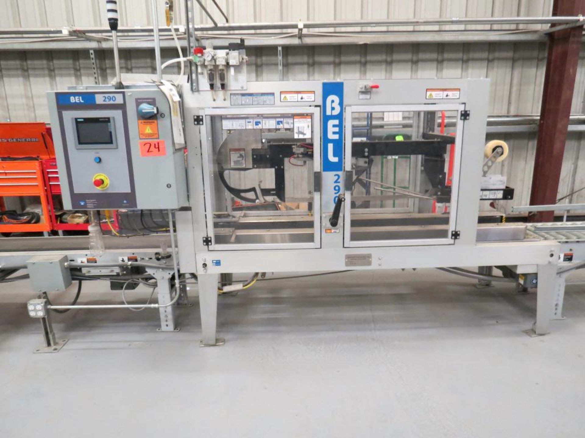 WEXXAR BELL-290T Fully Automatic Top Case Sealer , SN:5729, S) Part of Complete Packaging Line