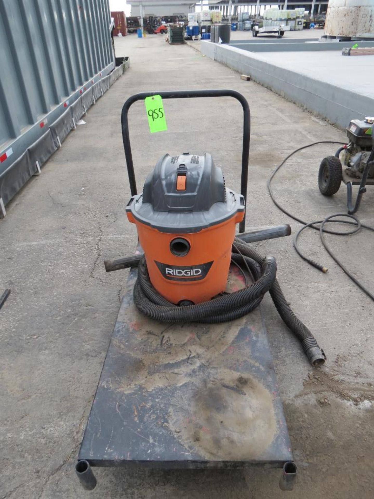 LOT: Ridgid Wet Dry Vac and Metal Flatbed Cart