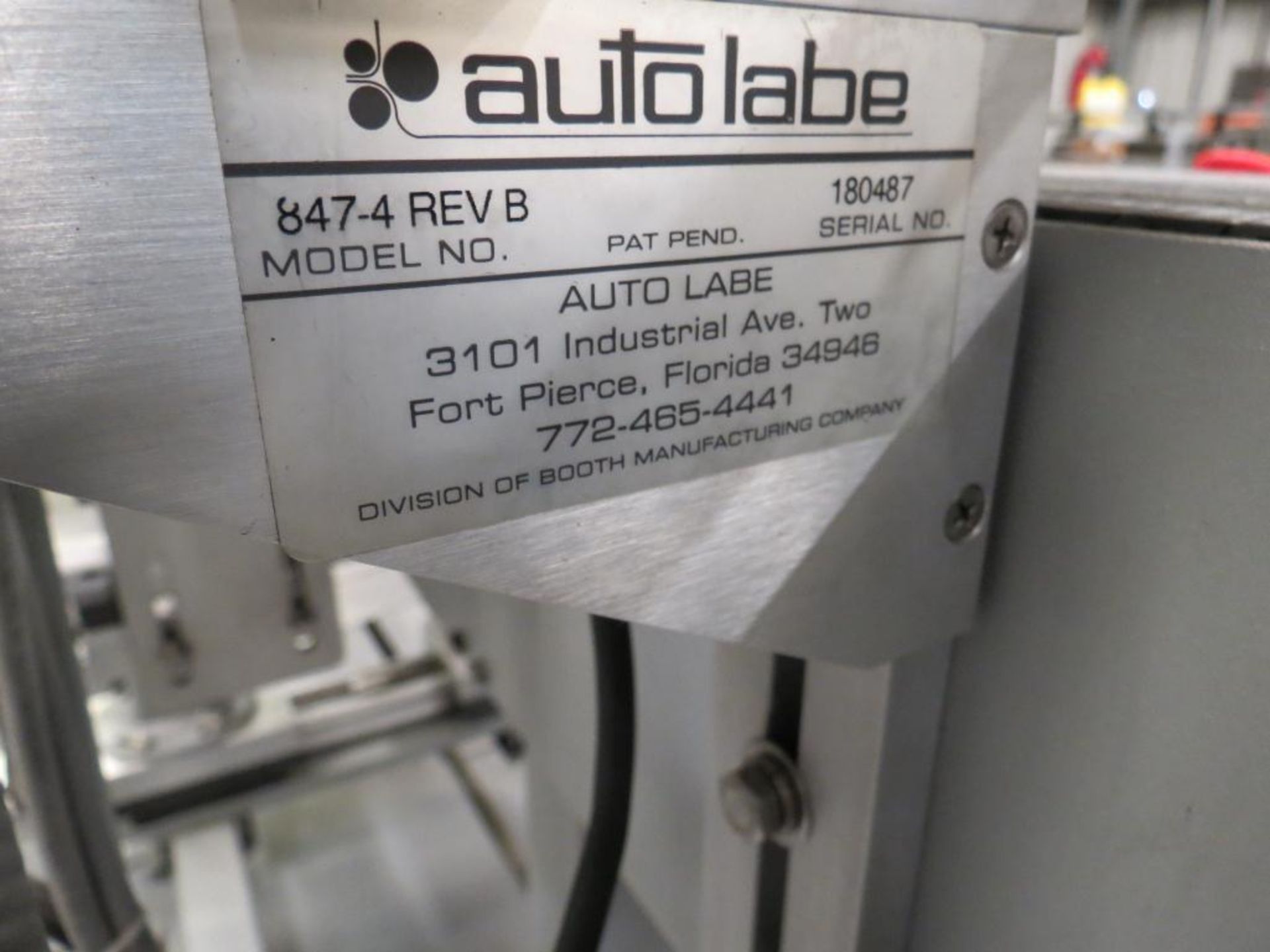 LOT: (4) Autolabe Double-Sided Quart Bottle Labelers, MDL: 847-4REVB SN: 180487, MDL: 829 REVE SN: - Image 8 of 8