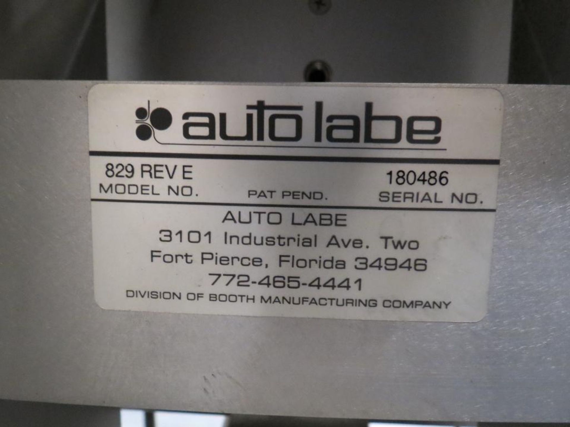 LOT: (4) Autolabe Double-Sided Quart Bottle Labelers, MDL: 847-4REVB SN: 180487, MDL: 829 REVE SN: - Image 5 of 8