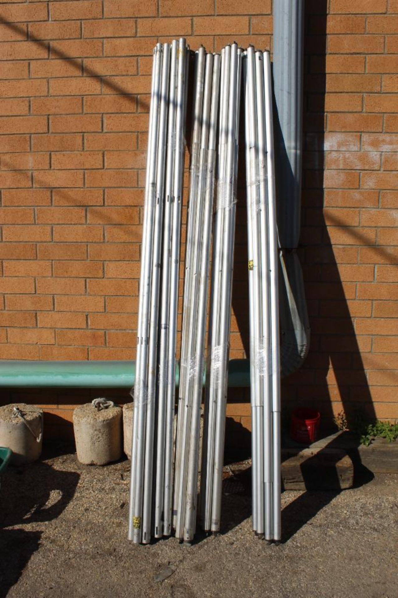 LOT: Pipe and Drape Pipes (12) 8 ft. Uprights, (15) Baseplates, (18) 6-10 ft. Cross Bars - Image 2 of 3