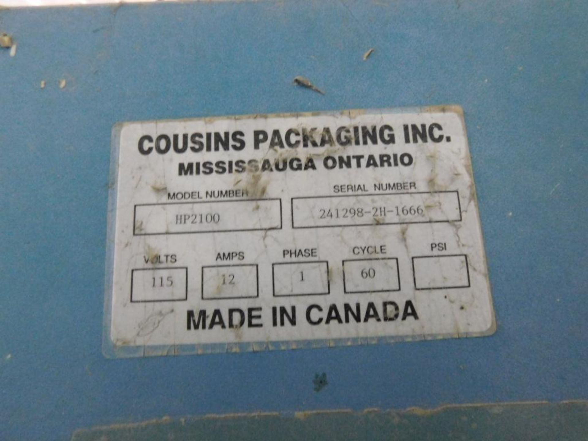 Cousins Rotary Pallet Stretch Wrapper Model HP2100, S/N 241298-214-1666, 48 in. x 48 in. Table - Image 5 of 5