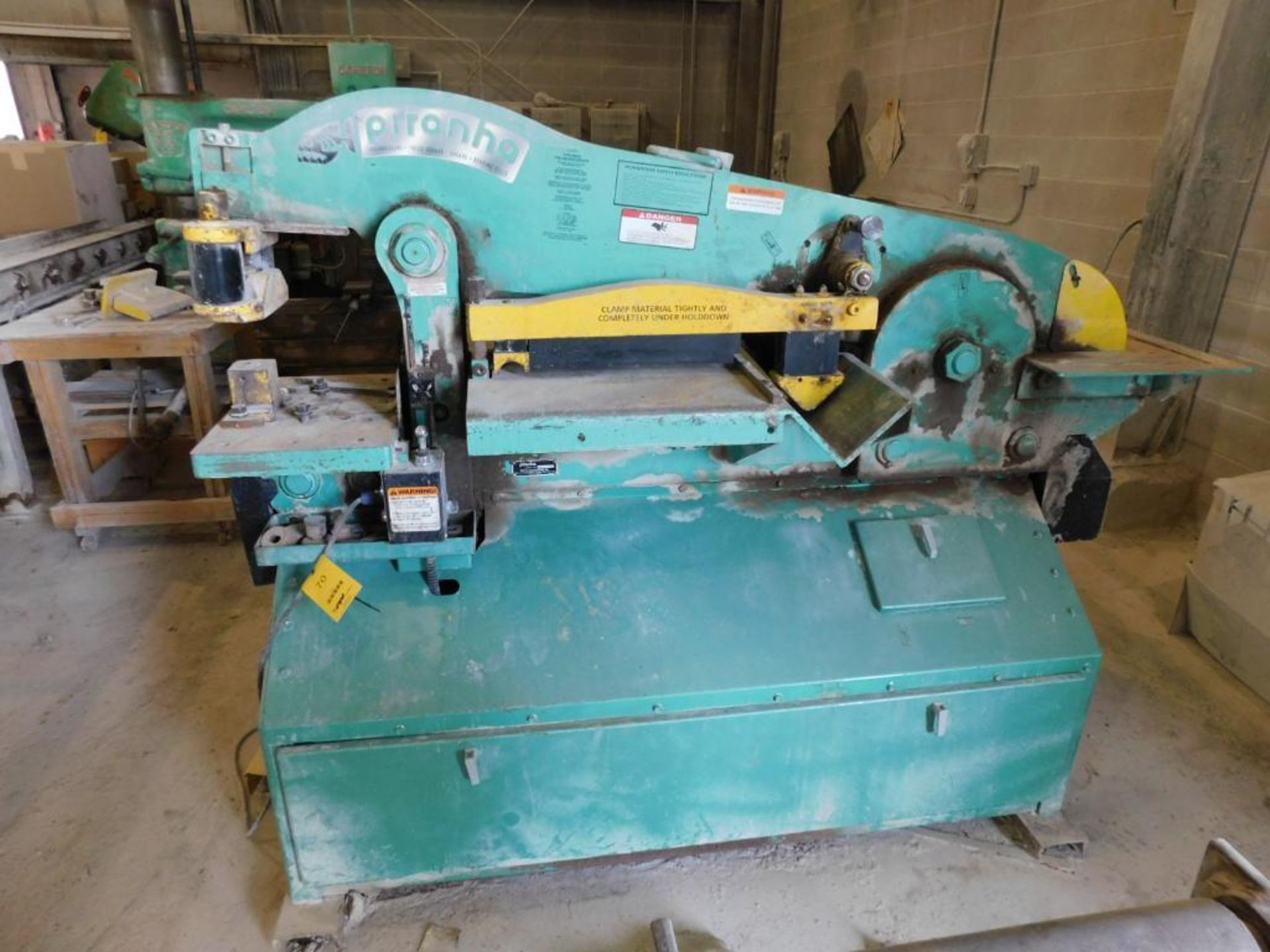 Piranha 90 Ton Ironworker Model P90, S/N 1944, Punch-Shear-Notch Capability, Conveyor Feed Table