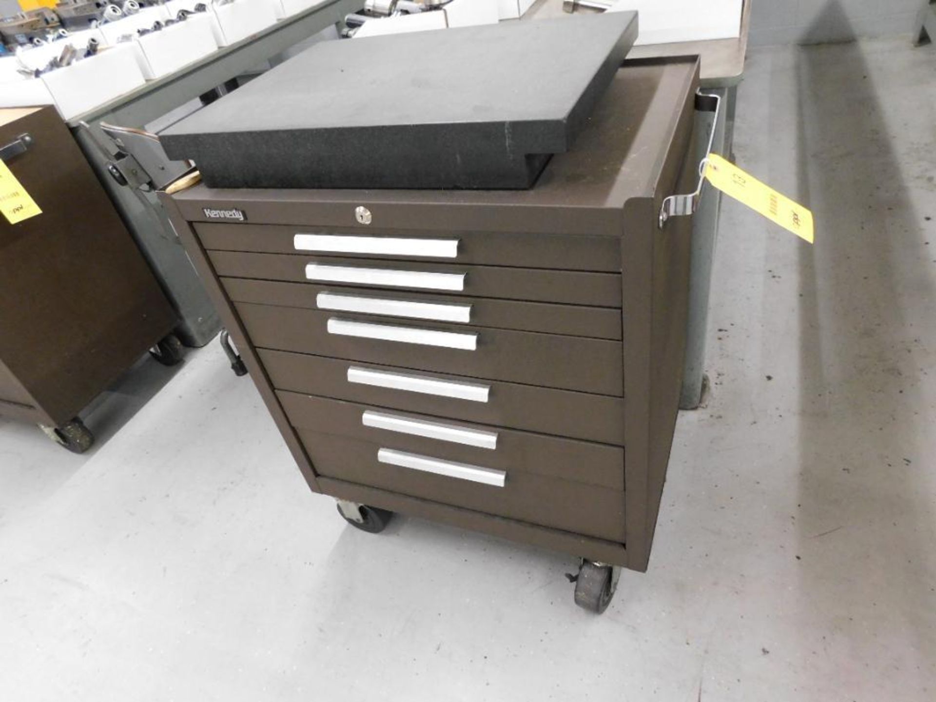 LOT: Kennedy 7-Drawer Rolling Tool Chest, with 18 in. x 24 in. Granite Surface Plate & Assorted Fixt