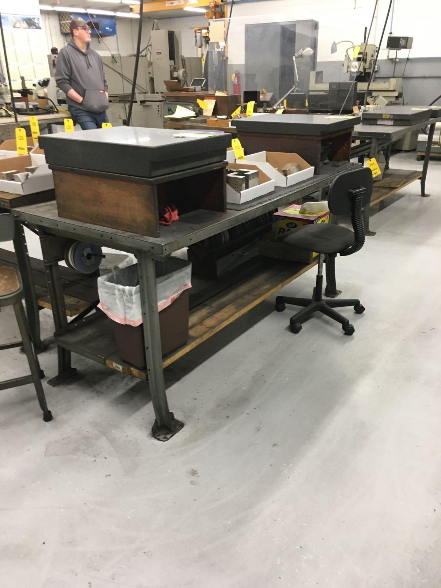 LOT: (2) Steel Top Work Benches - 28 in. x 60 in. & 36 in. x 60 in. (no contents - delay removal) - Image 4 of 5