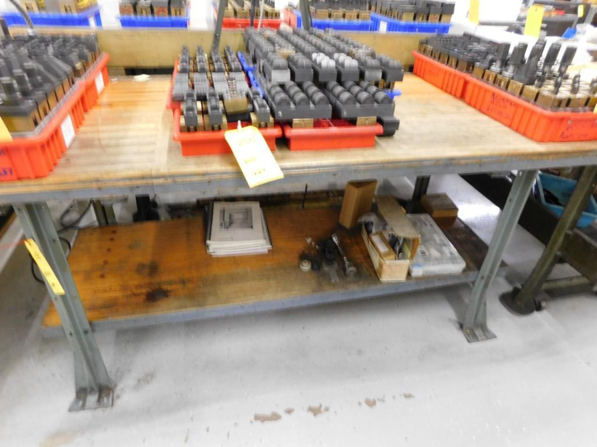 LOT: (4) Work Benches, (1) Maple Top (no contents - delay removal)