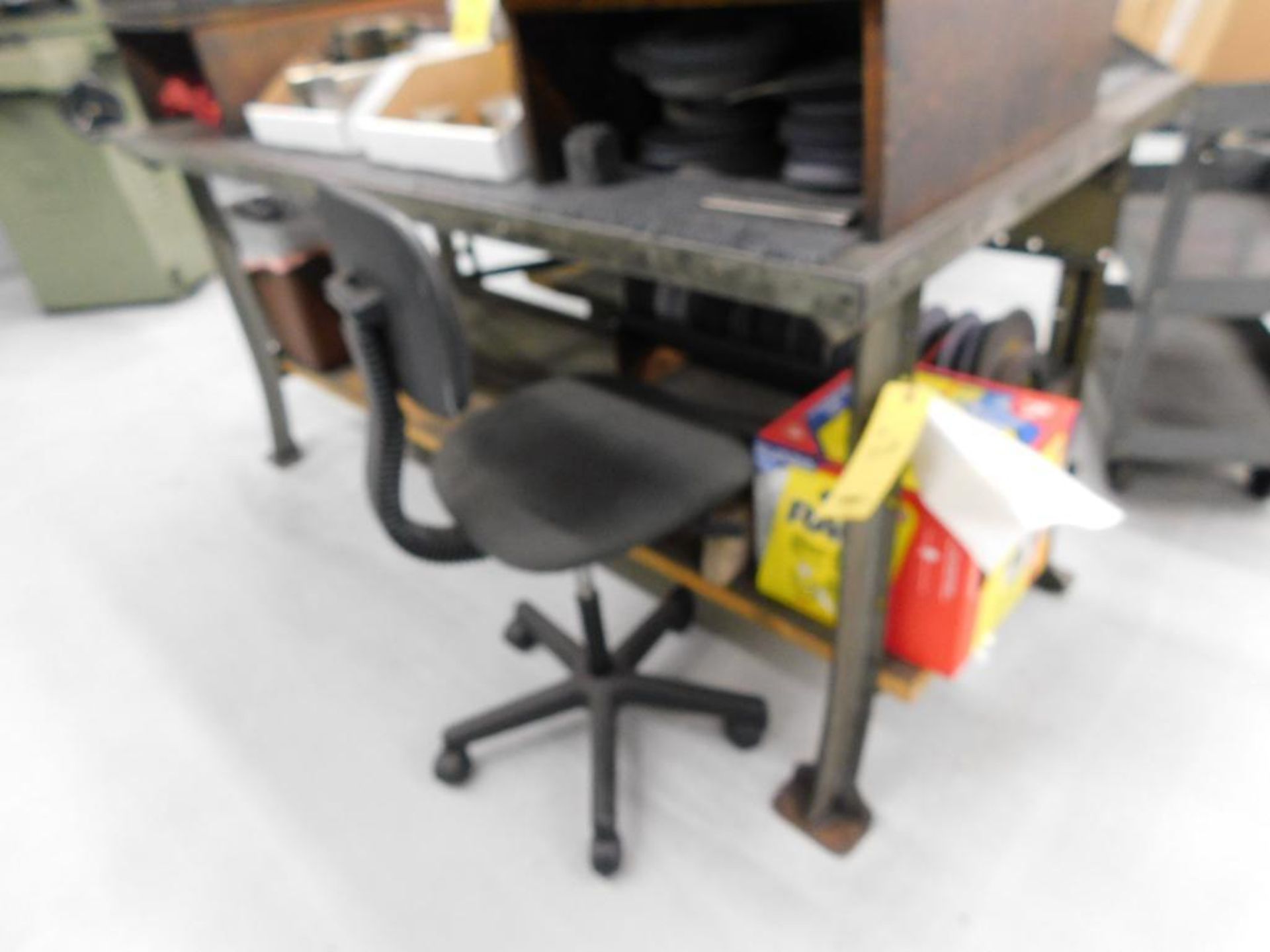 LOT: (2) Steel Top Work Benches - 28 in. x 60 in. & 36 in. x 60 in. (no contents - delay removal) - Image 2 of 5