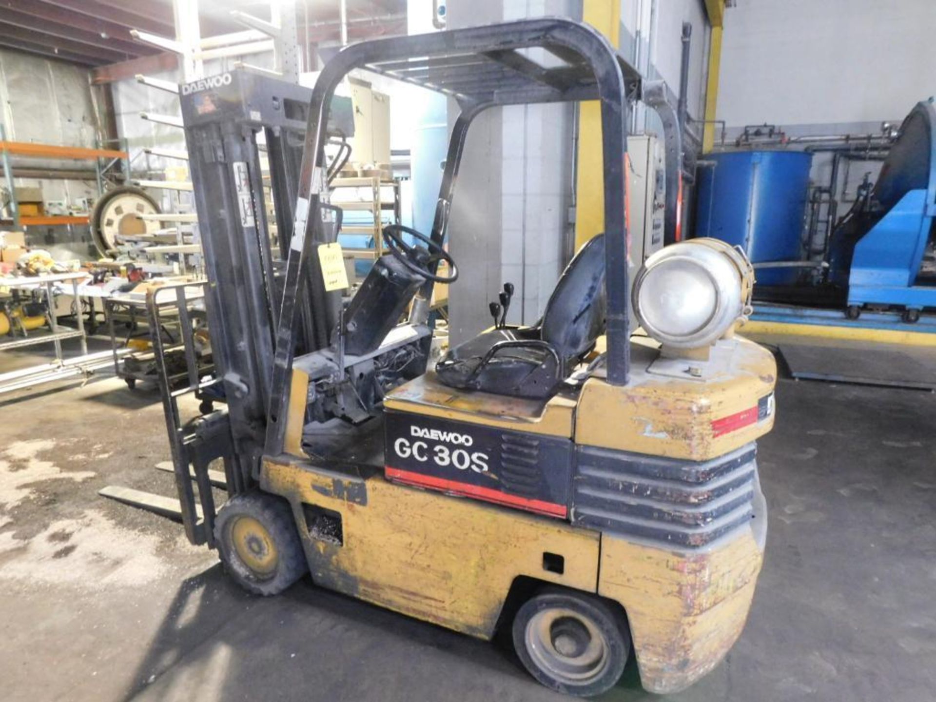 Daewoo 6000 lb. LP Forklift Model GC30S, S/N 08-06-01006, Overhead Guard, Solid Rubber Tires, 183 in